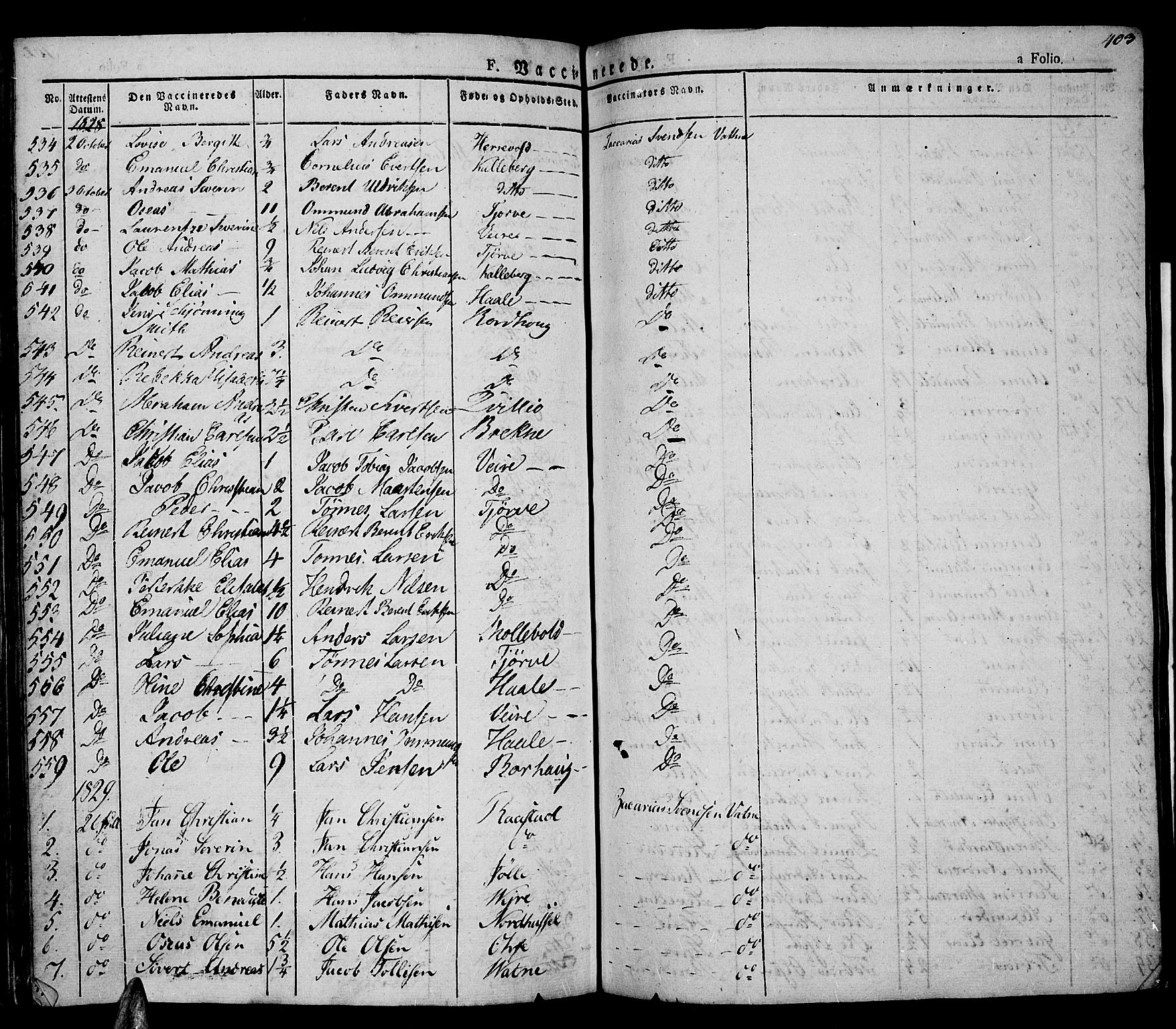 Lista sokneprestkontor, AV/SAK-1111-0027/F/Fa/L0008: Parish register (official) no. A 8, 1823-1835, p. 403