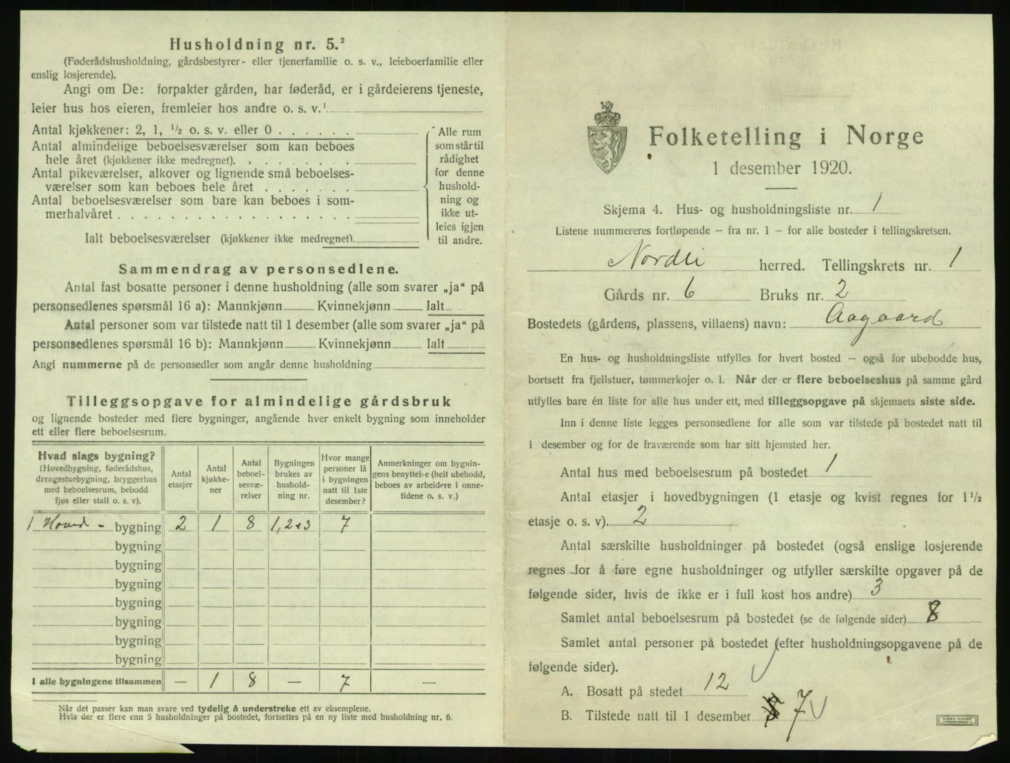 SAT, 1920 census for Nordli, 1920, p. 23