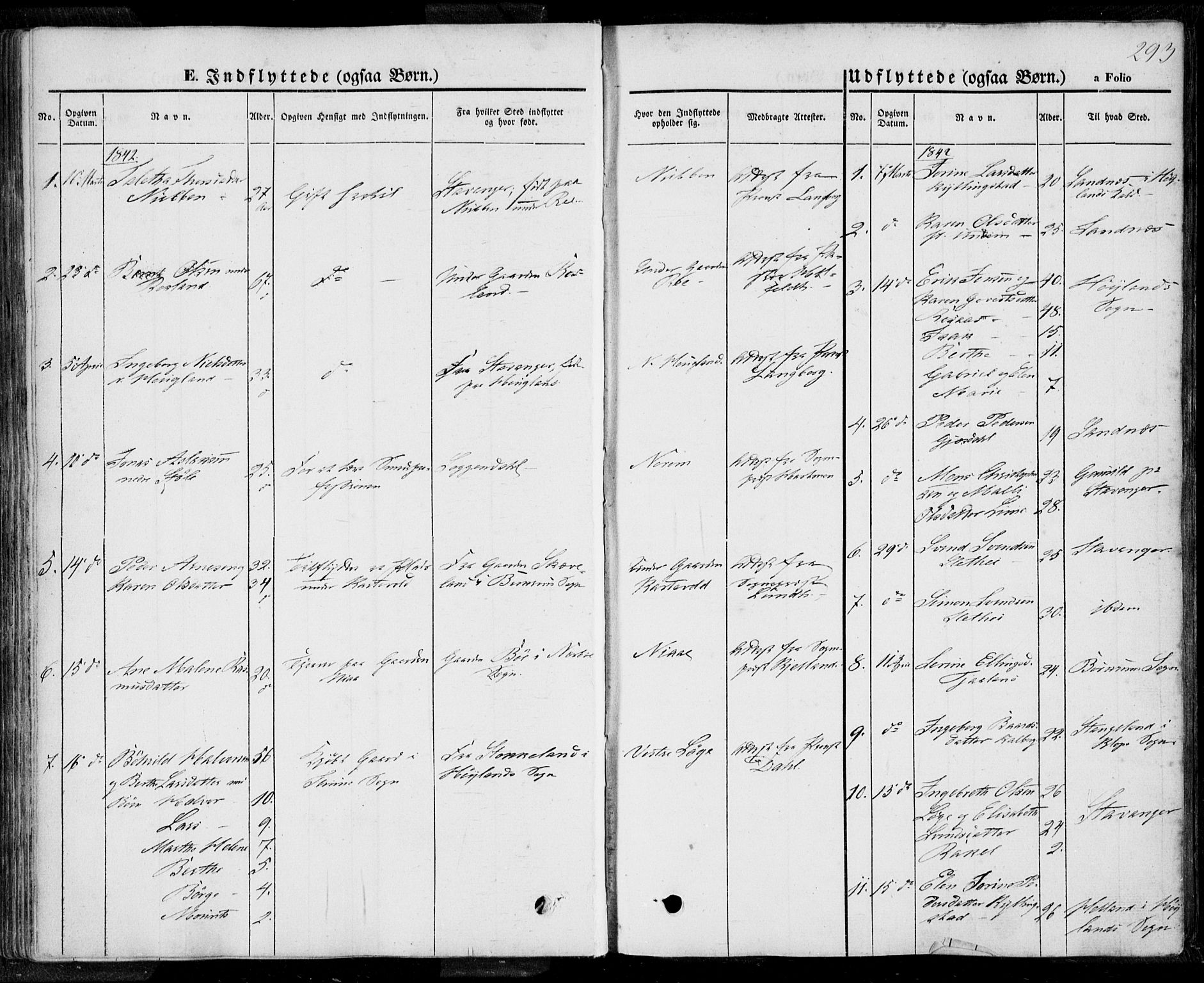 Lye sokneprestkontor, SAST/A-101794/001/30BA/L0006: Parish register (official) no. A 5.2, 1842-1855, p. 293