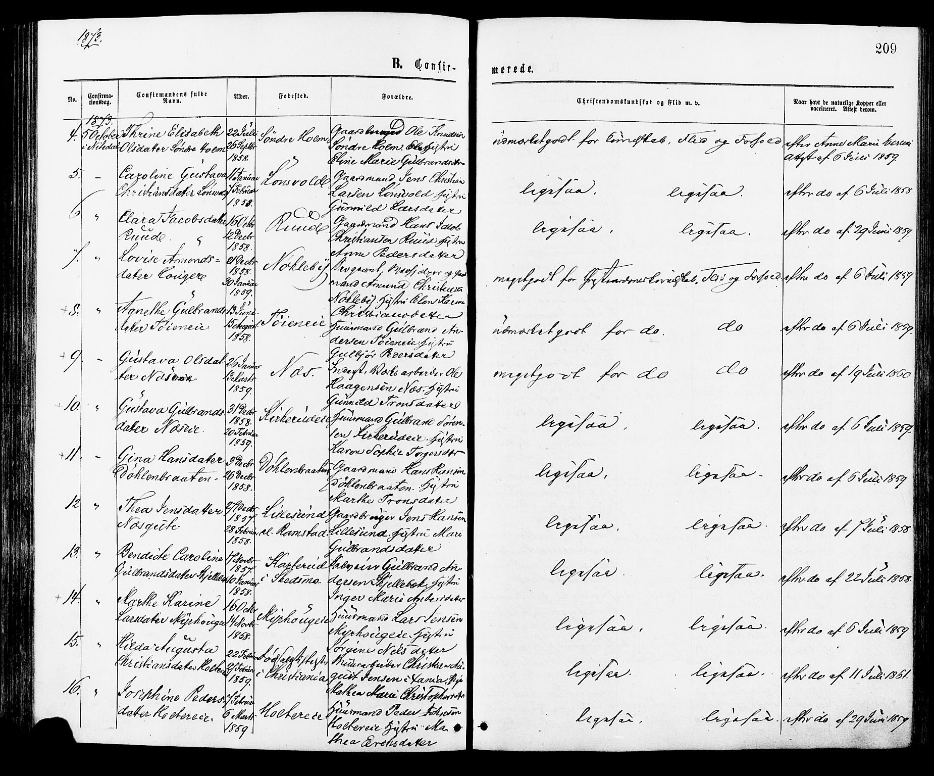 Nittedal prestekontor Kirkebøker, AV/SAO-A-10365a/F/Fa/L0006: Parish register (official) no. I 6, 1863-1878, p. 209