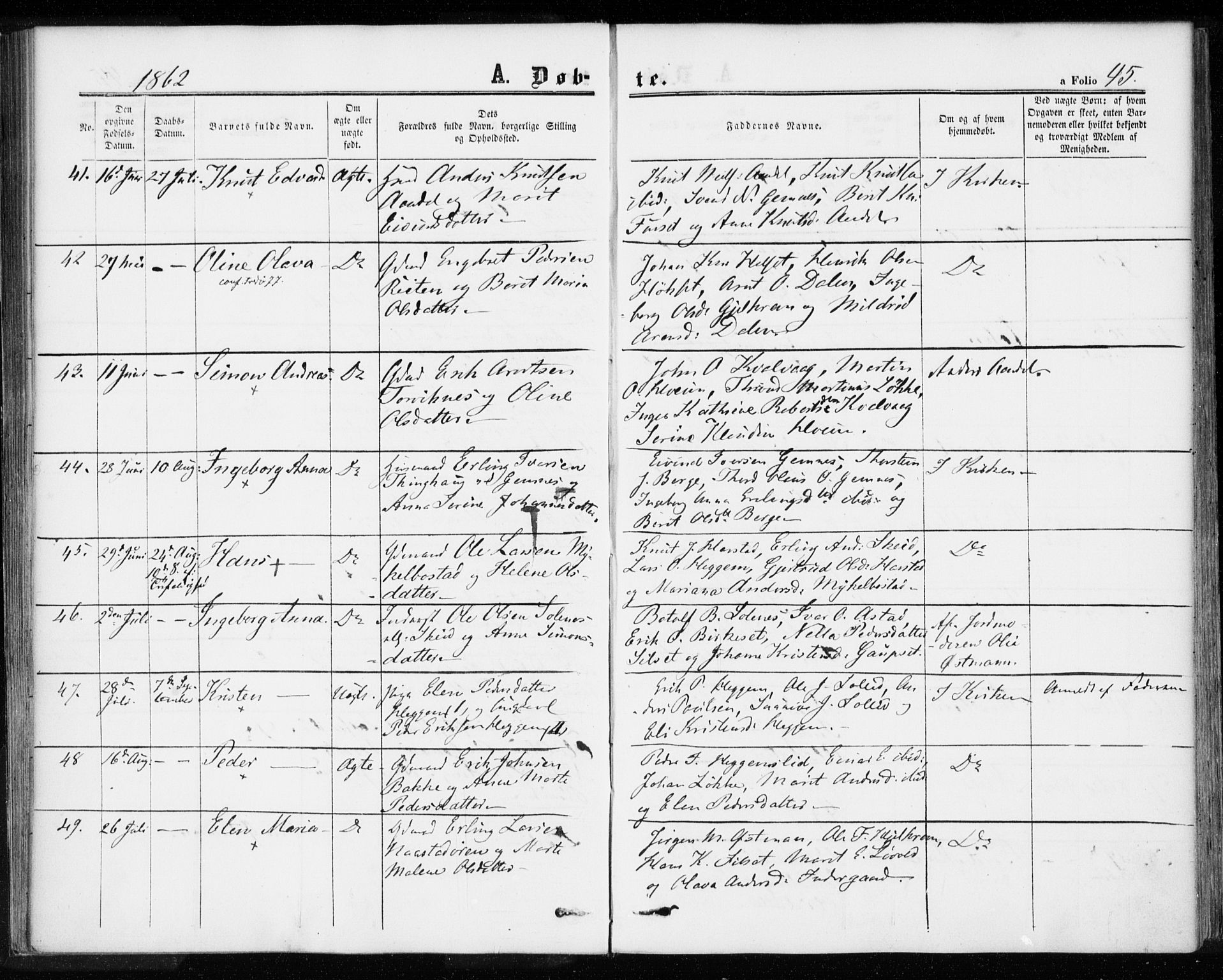 Ministerialprotokoller, klokkerbøker og fødselsregistre - Møre og Romsdal, AV/SAT-A-1454/584/L0965: Parish register (official) no. 584A05, 1857-1868, p. 45