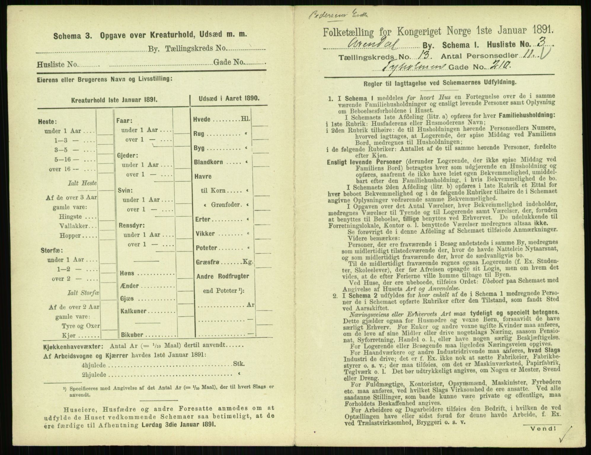 RA, 1891 census for 0903 Arendal, 1891, p. 674