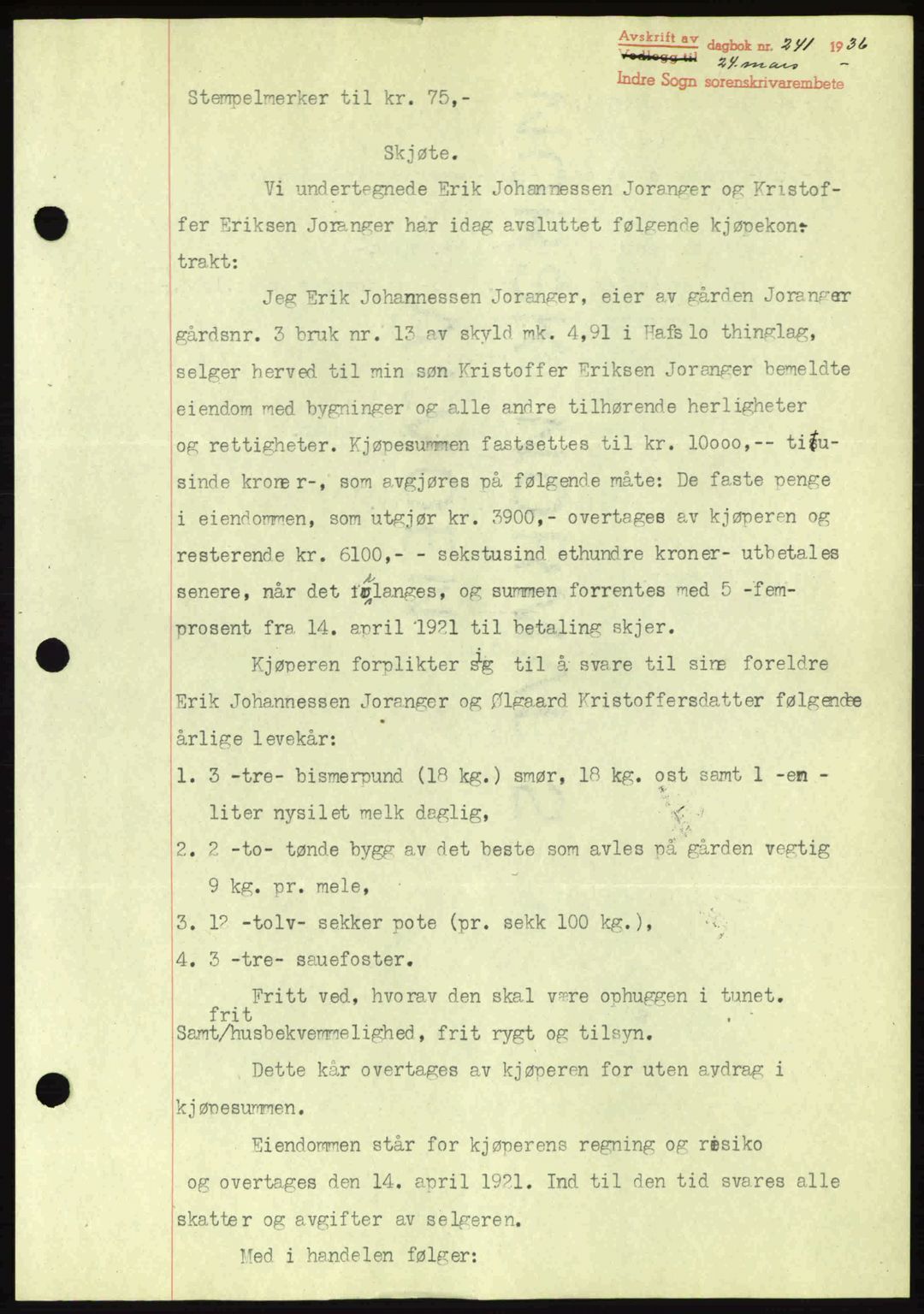 Indre Sogn tingrett, SAB/A-3301/1/G/Gb/Gba/L0030: Mortgage book no. 30, 1935-1937, Deed date: 24.03.1936