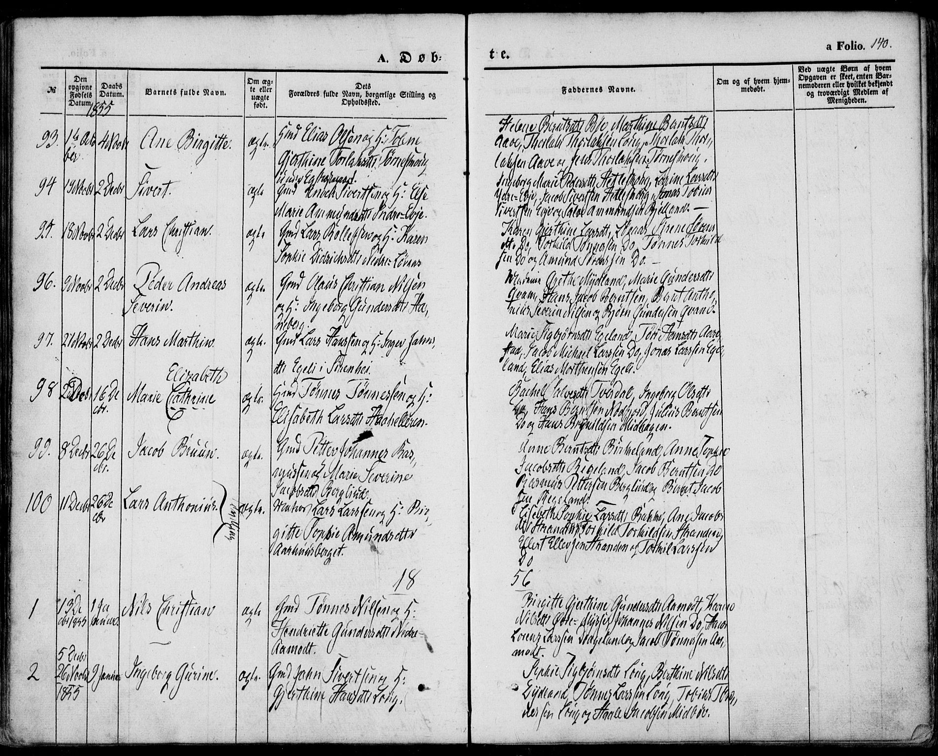 Sokndal sokneprestkontor, SAST/A-101808: Parish register (official) no. A 8.1, 1842-1857, p. 140
