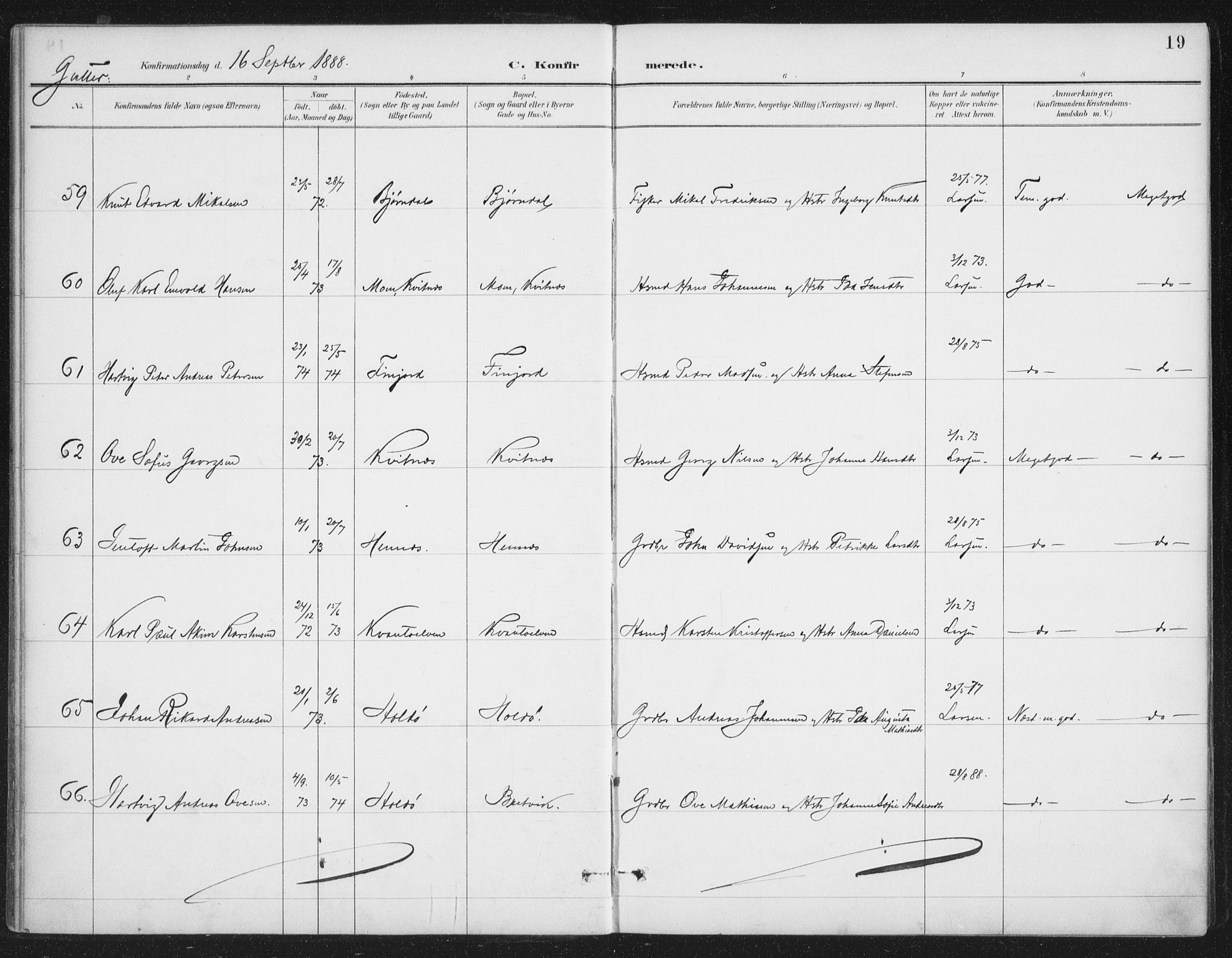 Ministerialprotokoller, klokkerbøker og fødselsregistre - Nordland, AV/SAT-A-1459/888/L1245: Parish register (official) no. 888A11, 1888-1900, p. 19