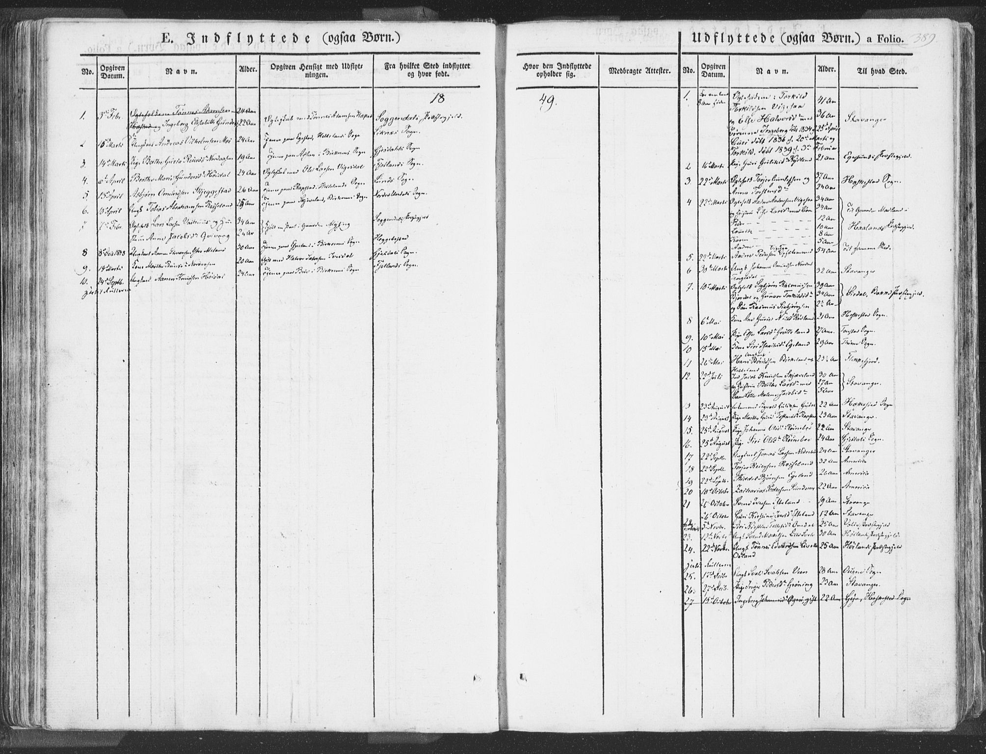 Helleland sokneprestkontor, SAST/A-101810: Parish register (official) no. A 6.2, 1834-1863, p. 389
