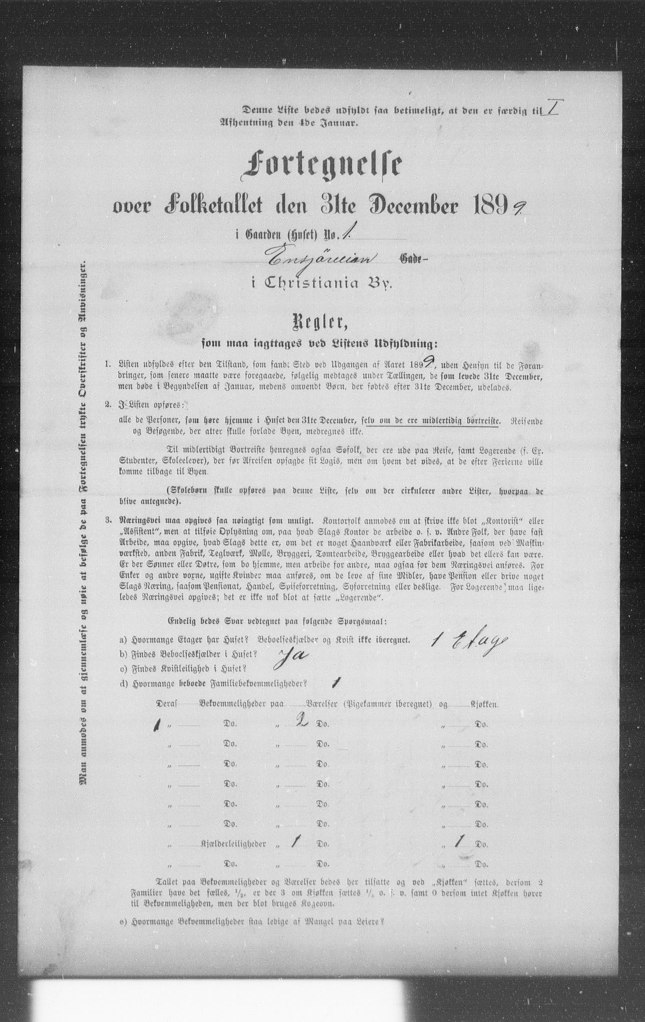 OBA, Municipal Census 1899 for Kristiania, 1899, p. 2858