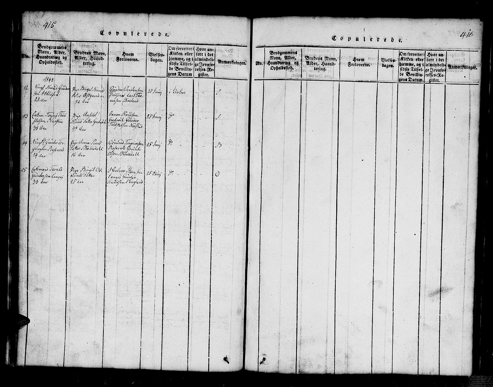 Bygland sokneprestkontor, AV/SAK-1111-0006/F/Fb/Fbb/L0001: Parish register (copy) no. B 1, 1816-1843, p. 416-417