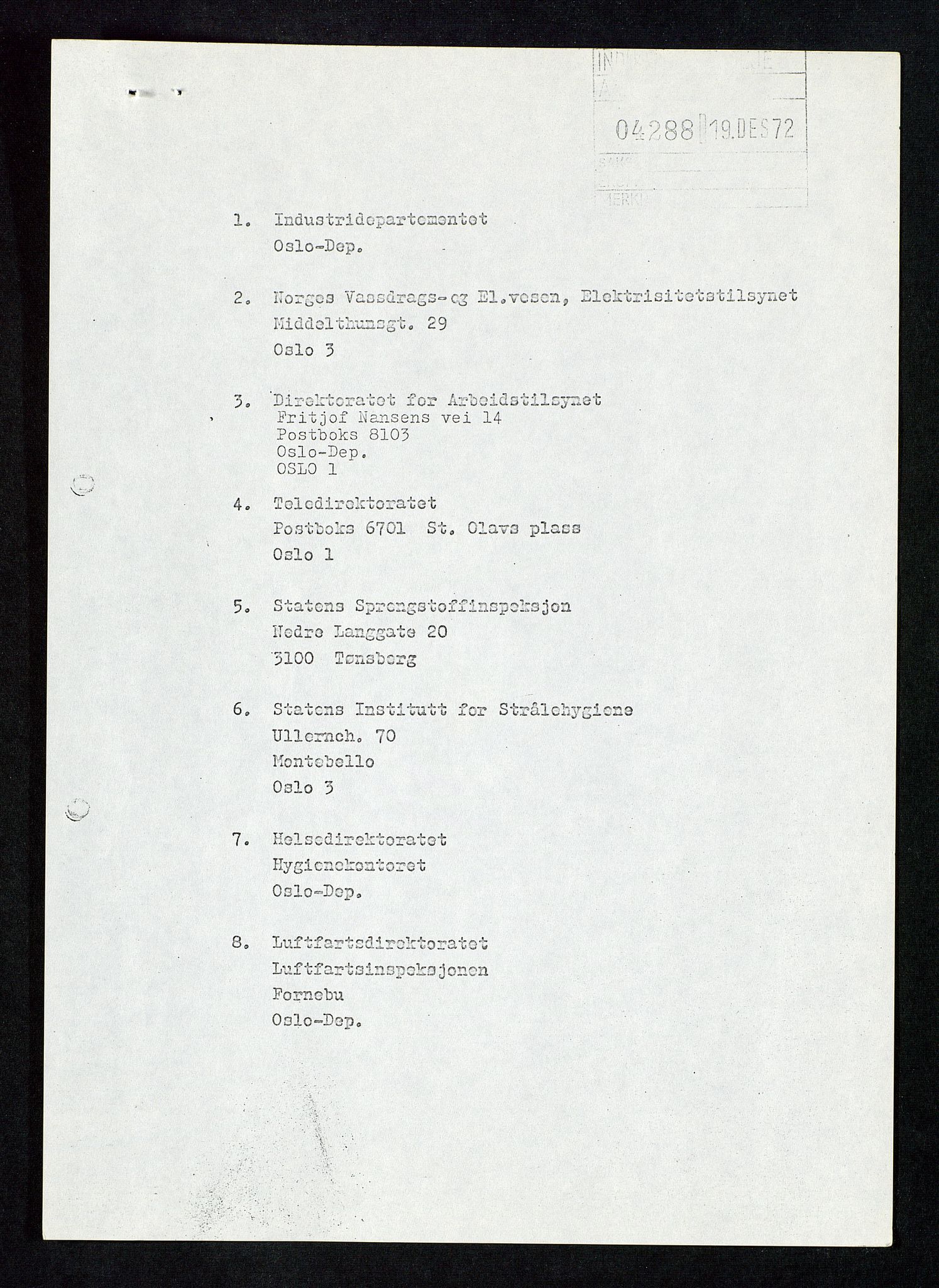 Industridepartementet, Oljekontoret, AV/SAST-A-101348/Db/L0002: Oljevernrådet, Styret i OD, leieforhold, div., 1966-1973, p. 635