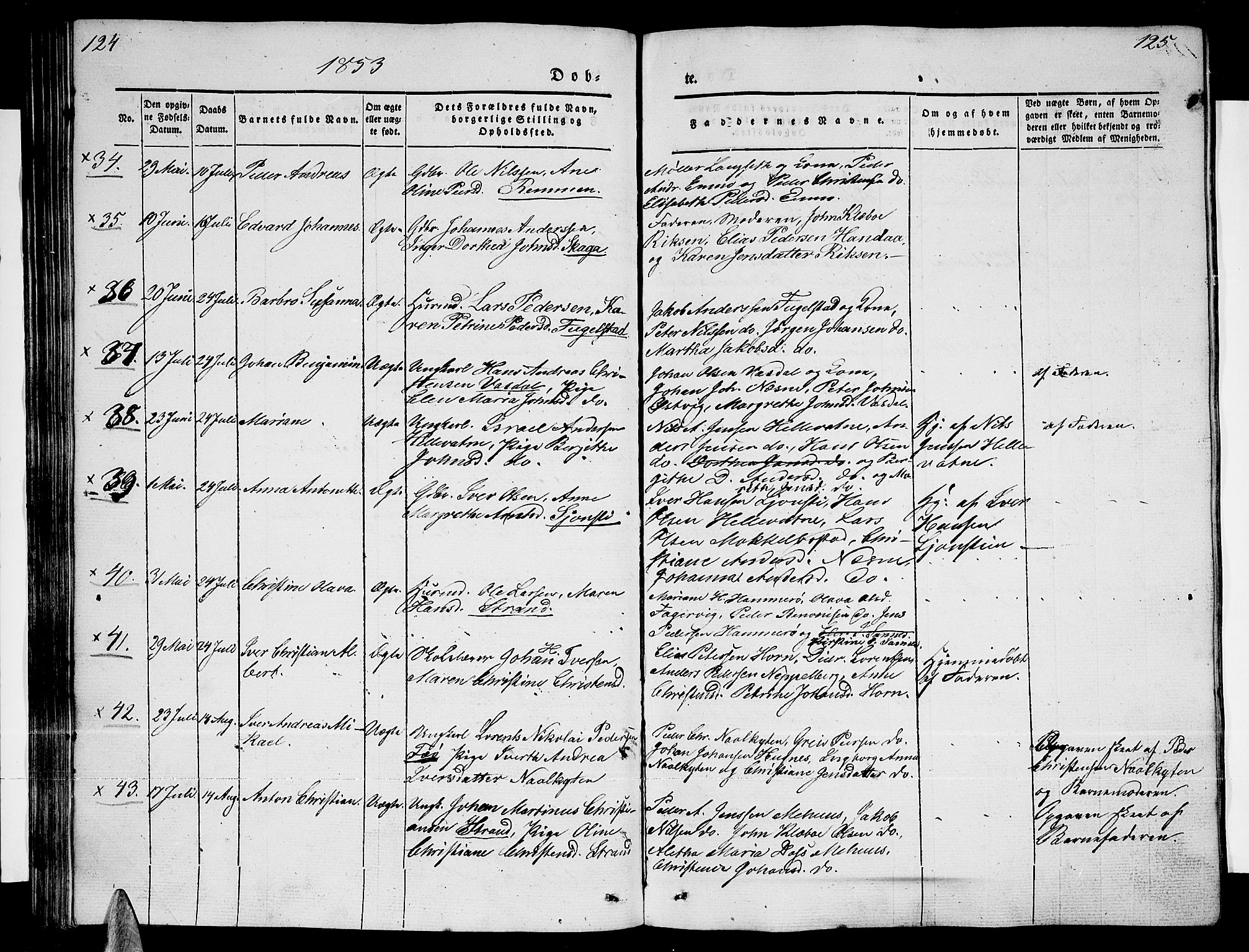 Ministerialprotokoller, klokkerbøker og fødselsregistre - Nordland, AV/SAT-A-1459/838/L0555: Parish register (copy) no. 838C02, 1842-1861, p. 124-125