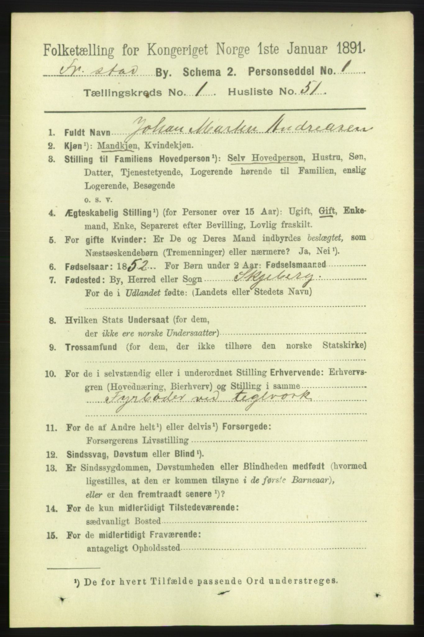 RA, 1891 census for 0103 Fredrikstad, 1891, p. 2941