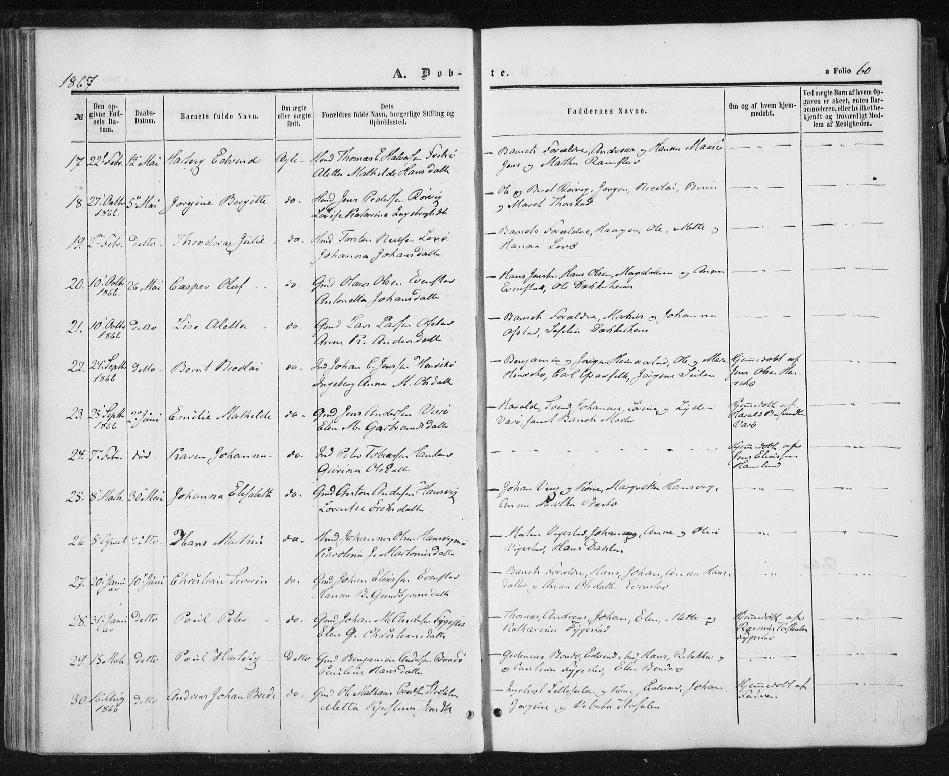 Ministerialprotokoller, klokkerbøker og fødselsregistre - Nord-Trøndelag, AV/SAT-A-1458/784/L0670: Parish register (official) no. 784A05, 1860-1876, p. 60