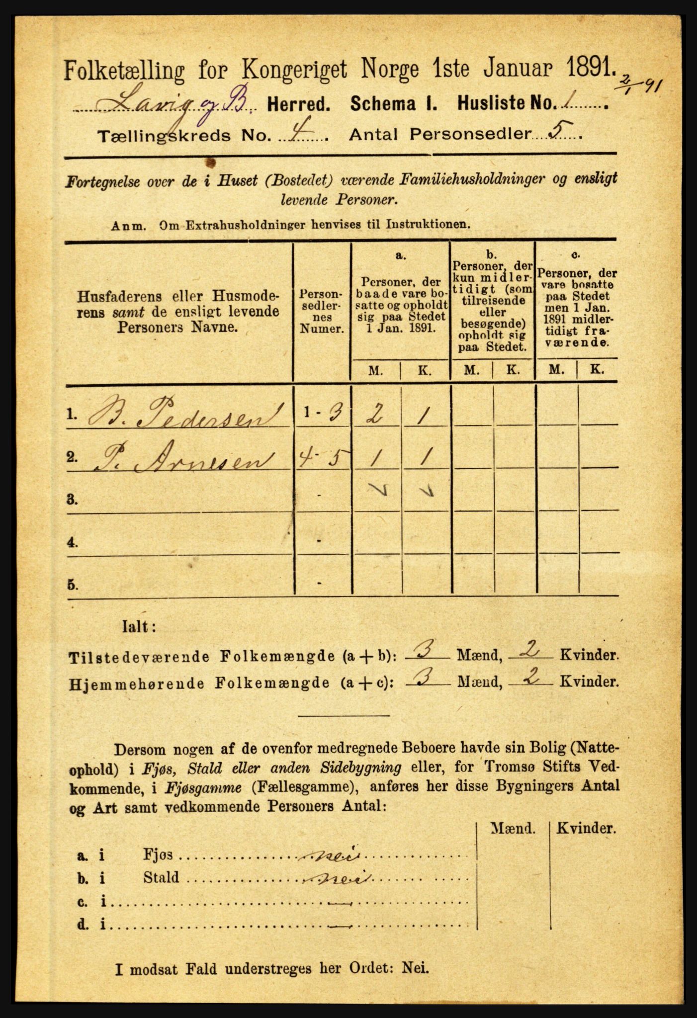 RA, 1891 census for 1415 Lavik og Brekke, 1891, p. 755