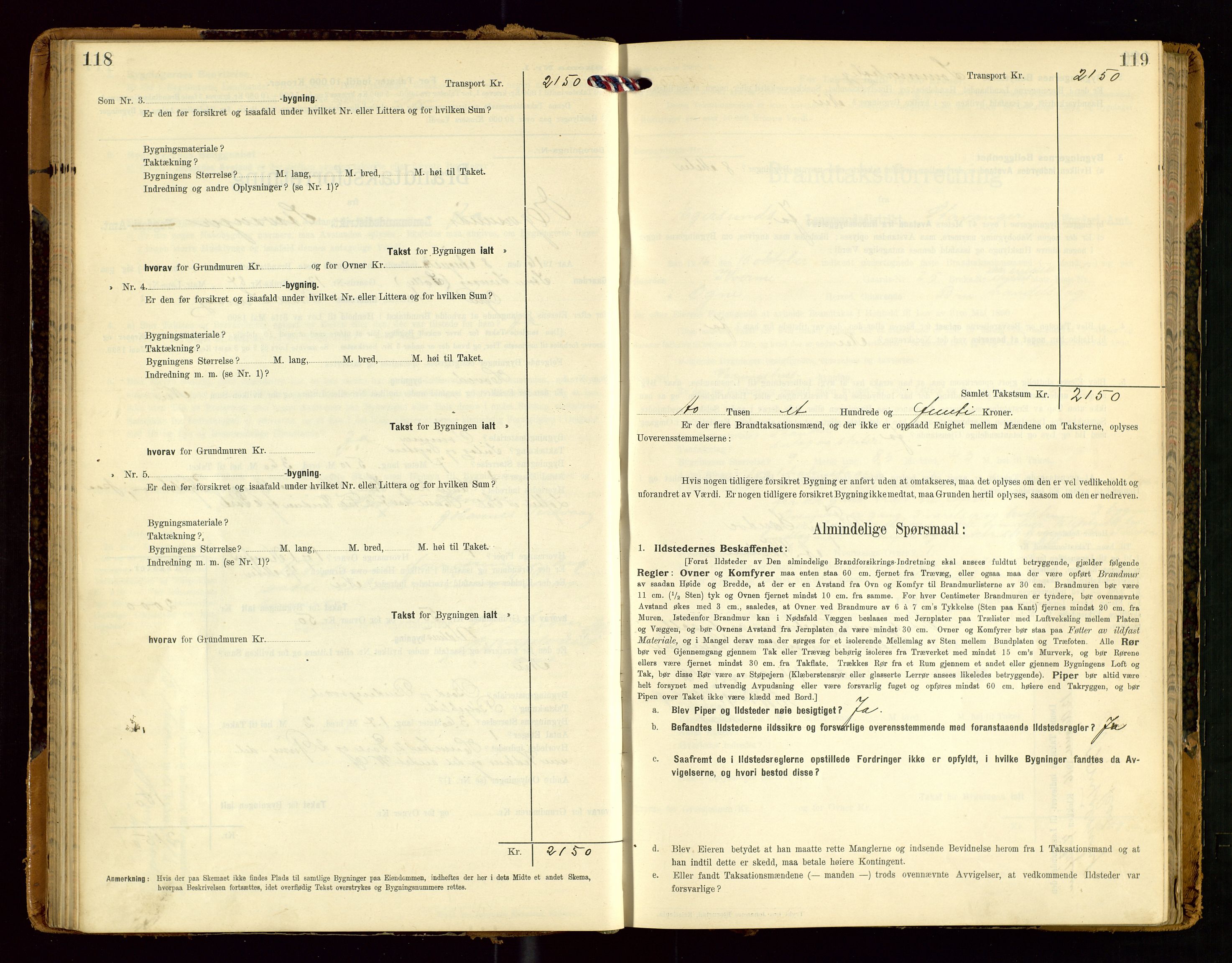 Eigersund lensmannskontor, SAST/A-100171/Gob/L0002: "Brandtakstprotokol", 1910-1916, p. 118-119