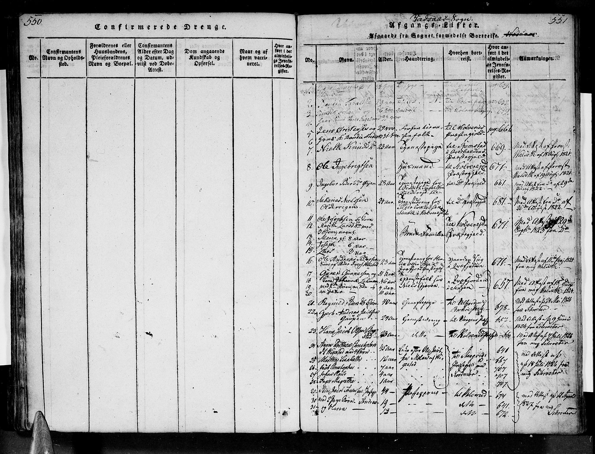 Ministerialprotokoller, klokkerbøker og fødselsregistre - Nordland, SAT/A-1459/810/L0142: Parish register (official) no. 810A06 /1, 1819-1841, p. 550-551
