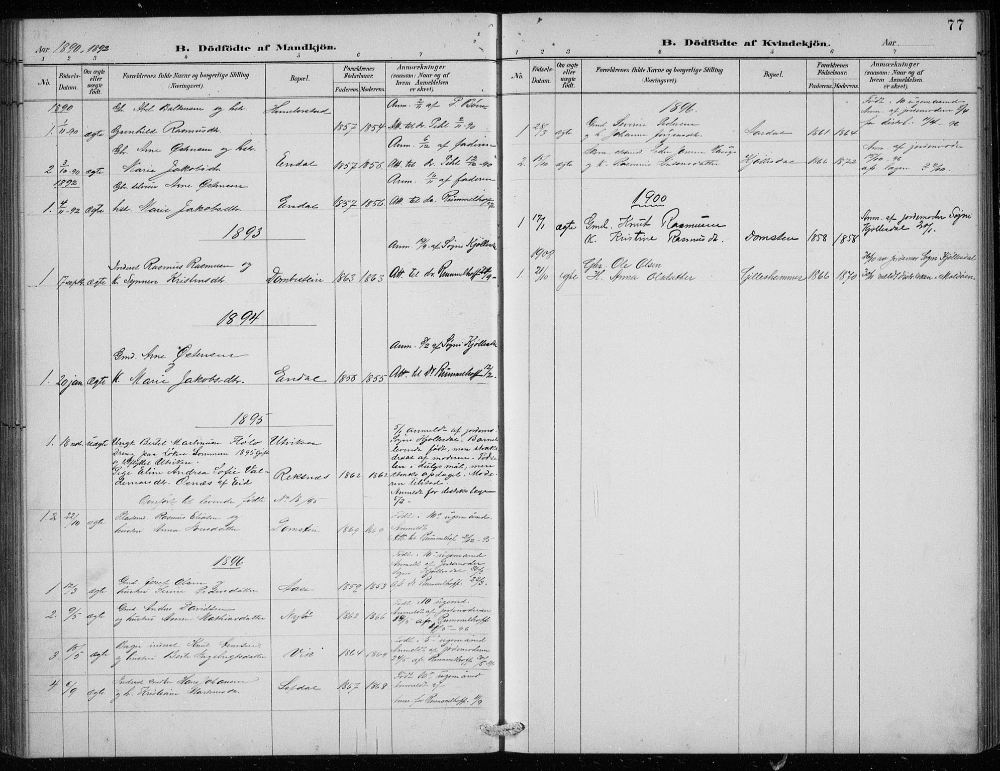 Davik sokneprestembete, AV/SAB-A-79701/H/Hab/Haba/L0002: Parish register (copy) no. A 2, 1890-1911, p. 77