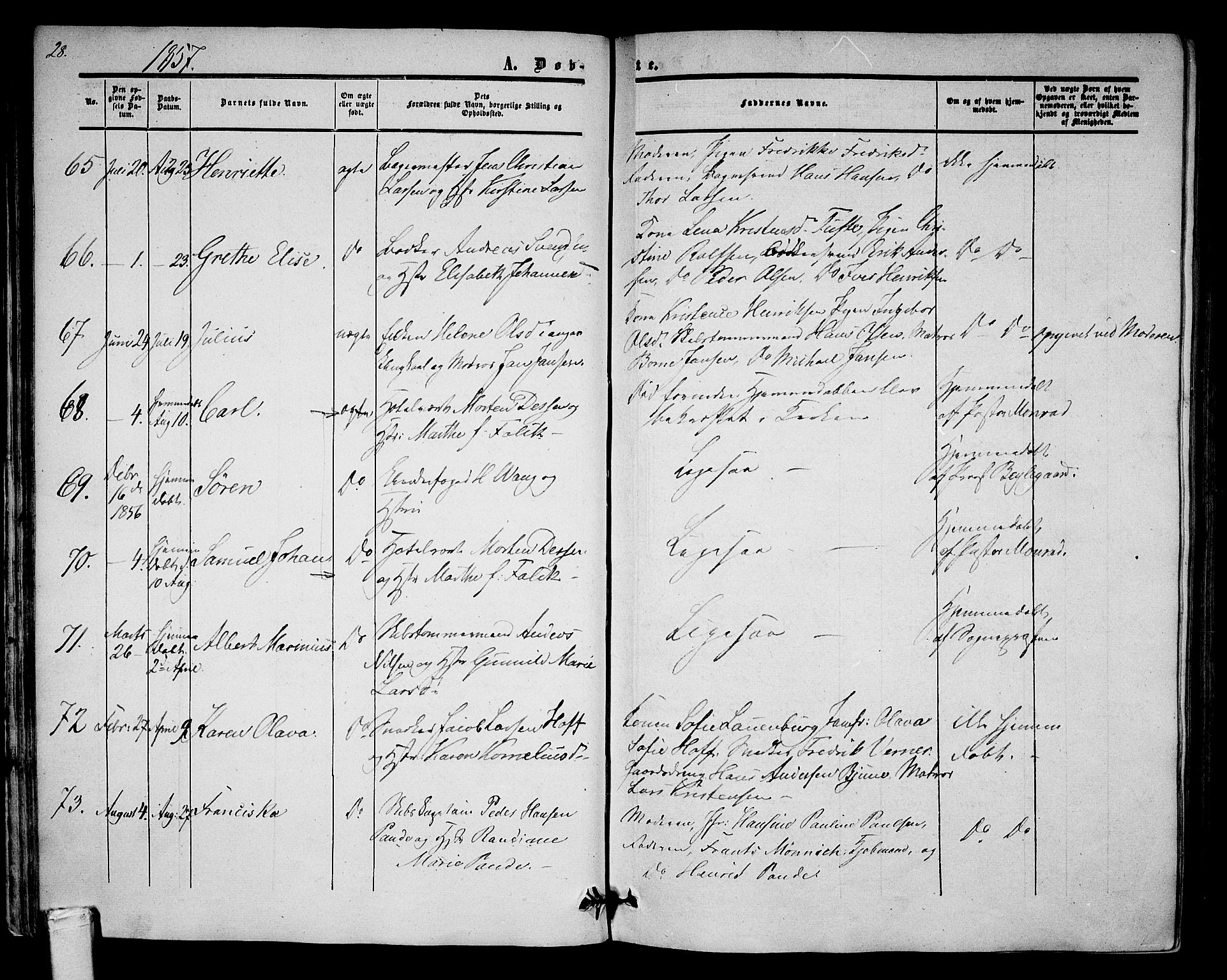 Tønsberg kirkebøker, SAKO/A-330/G/Ga/L0003: Parish register (copy) no. 3, 1855-1864, p. 28
