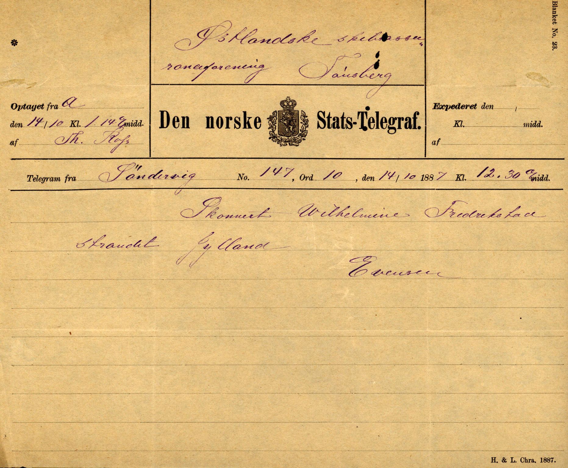 Pa 63 - Østlandske skibsassuranceforening, VEMU/A-1079/G/Ga/L0020/0001: Havaridokumenter / Tellus, Telanak, Wilhelmine, 1887, p. 119