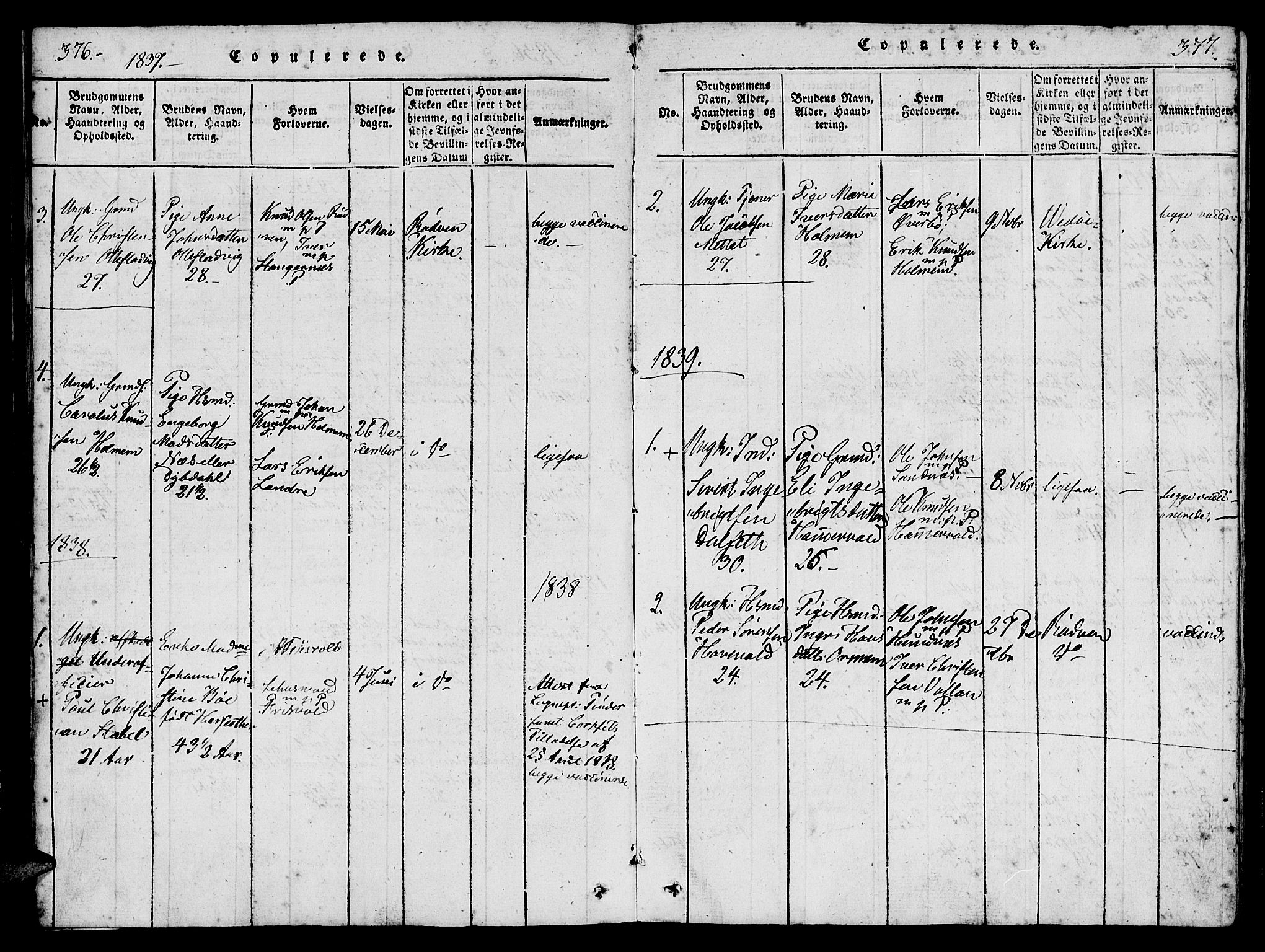 Ministerialprotokoller, klokkerbøker og fødselsregistre - Møre og Romsdal, AV/SAT-A-1454/548/L0612: Parish register (official) no. 548A01, 1818-1846, p. 376-377