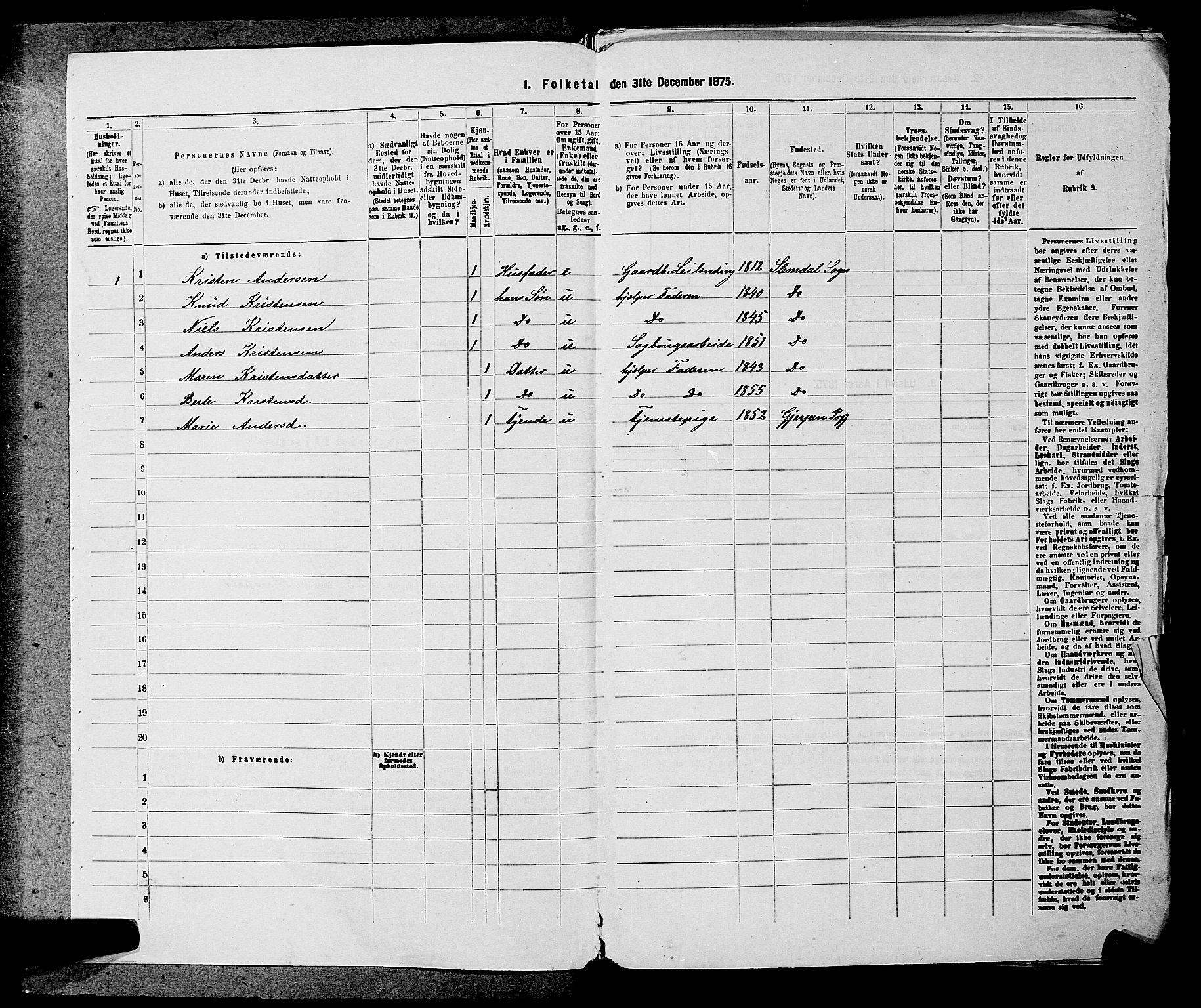 SAKO, 1875 census for 0811P Slemdal, 1875, p. 243