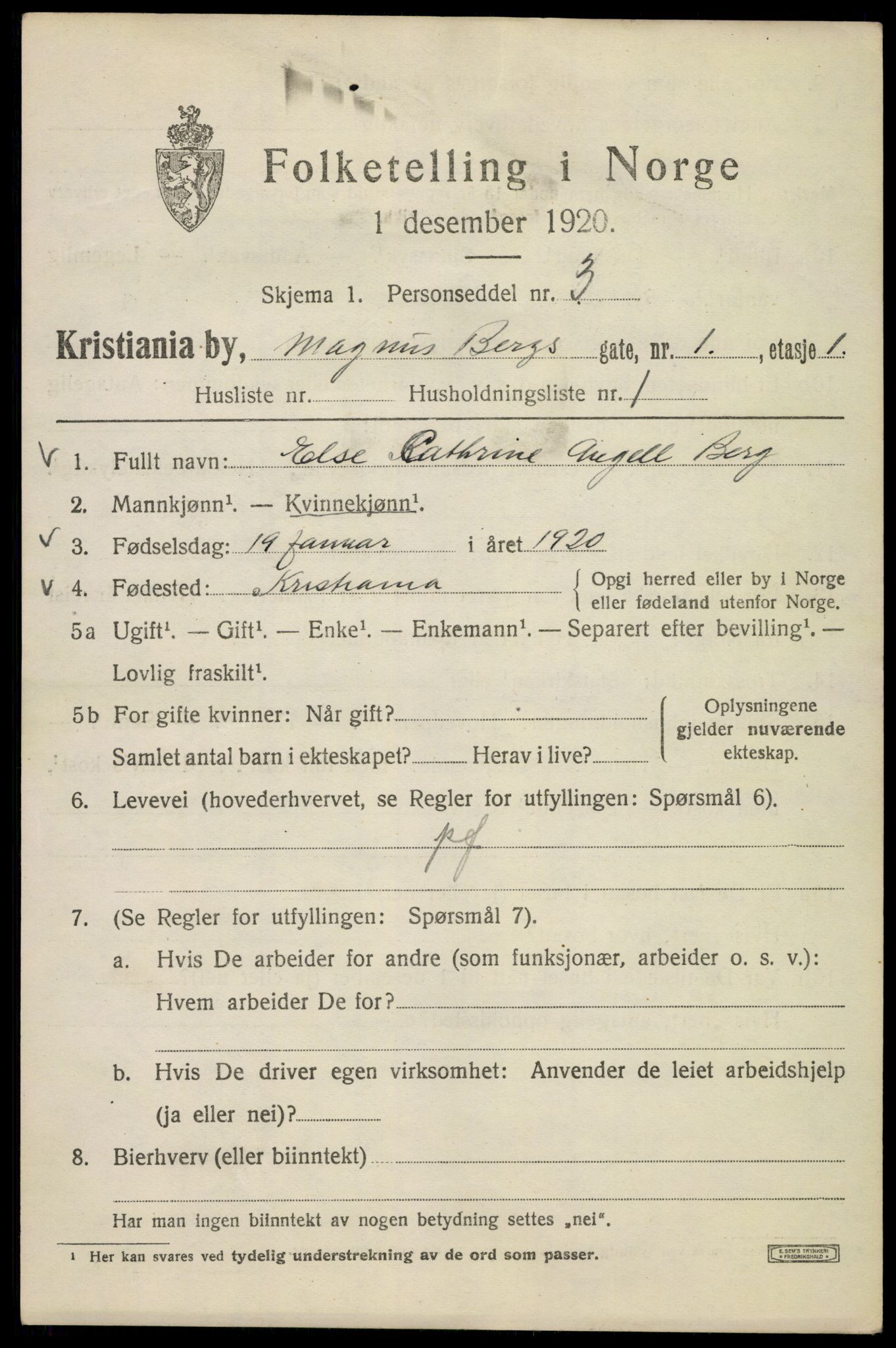 SAO, 1920 census for Kristiania, 1920, p. 369149