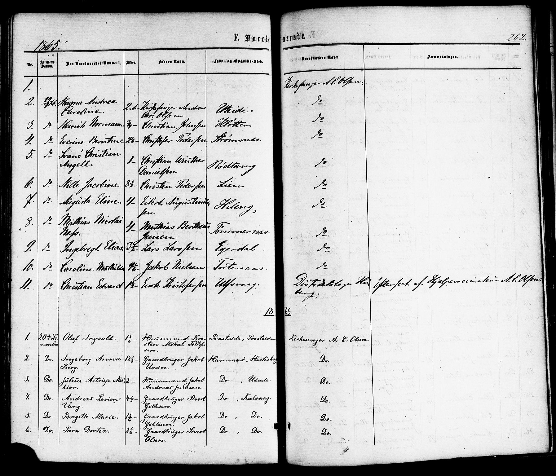Ministerialprotokoller, klokkerbøker og fødselsregistre - Nordland, SAT/A-1459/859/L0845: Parish register (official) no. 859A05, 1863-1877, p. 262