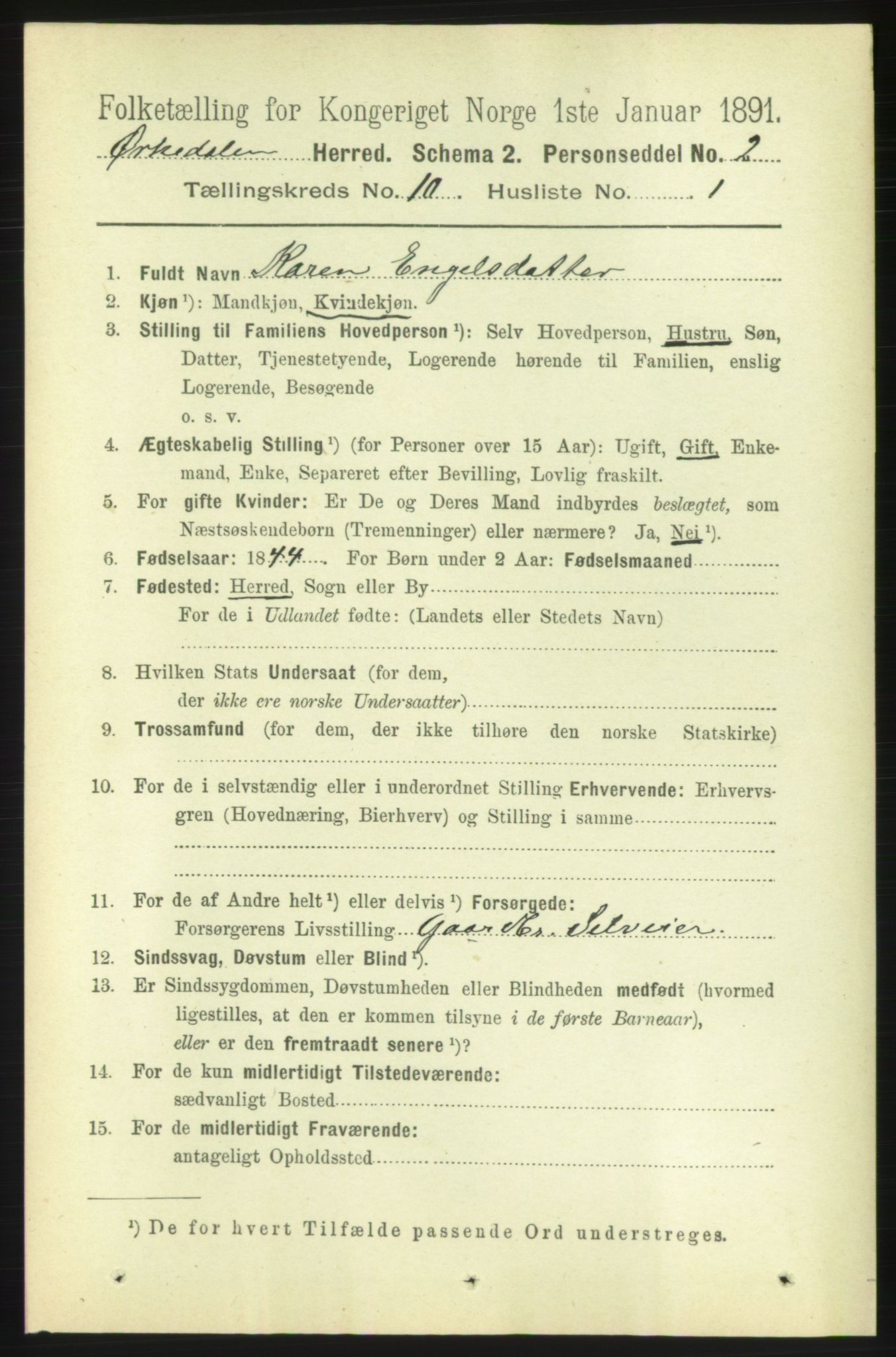 RA, 1891 census for 1638 Orkdal, 1891, p. 4628