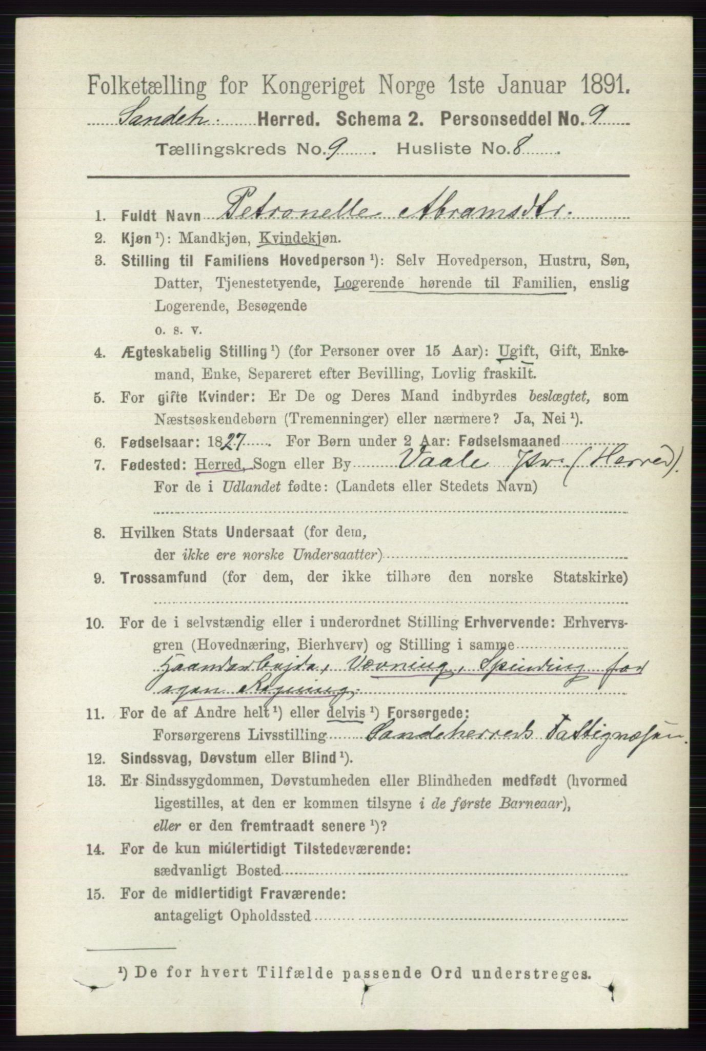 RA, 1891 census for 0724 Sandeherred, 1891, p. 5588