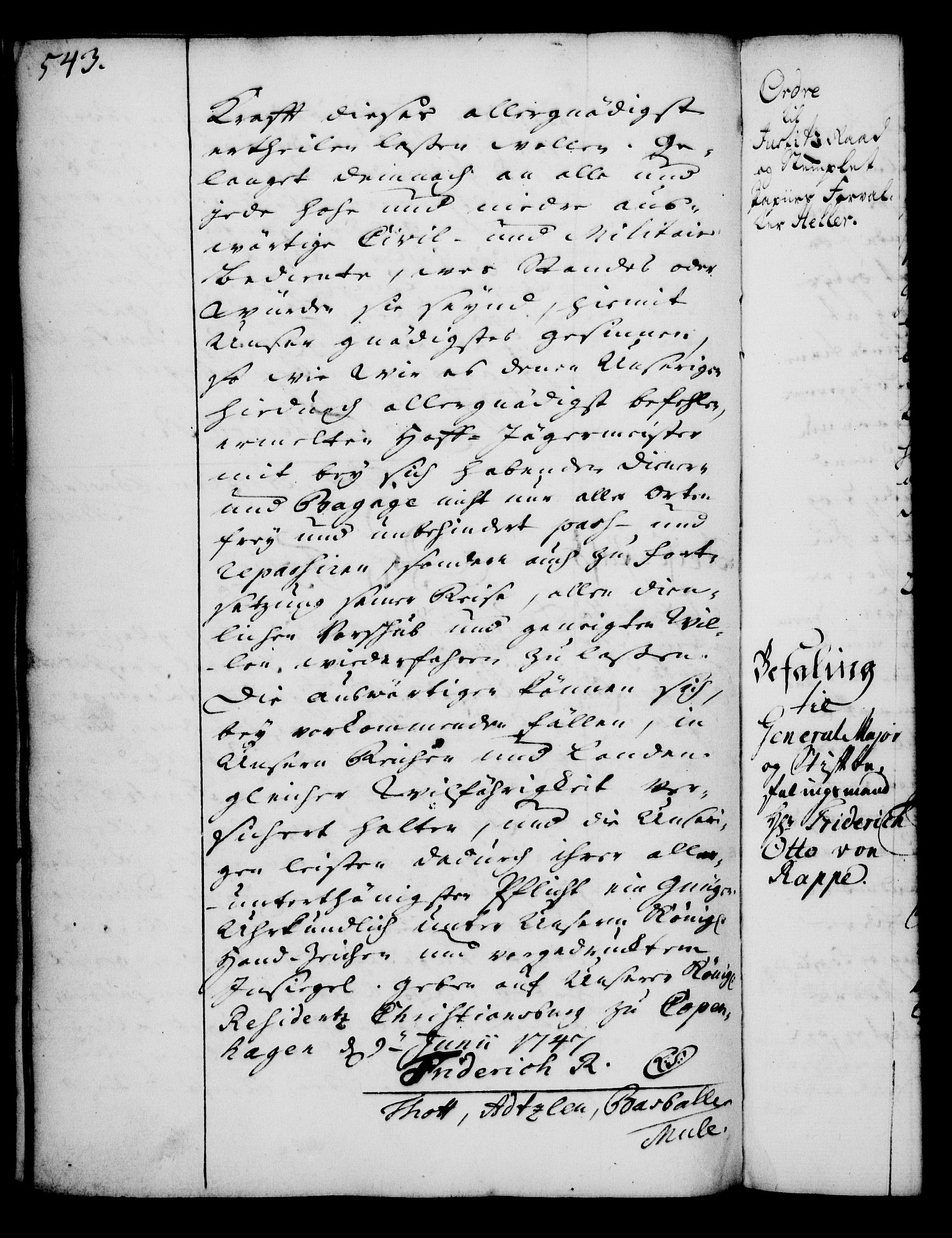 Rentekammeret, Kammerkanselliet, RA/EA-3111/G/Gg/Gga/L0005: Norsk ekspedisjonsprotokoll med register (merket RK 53.5), 1741-1749, p. 543