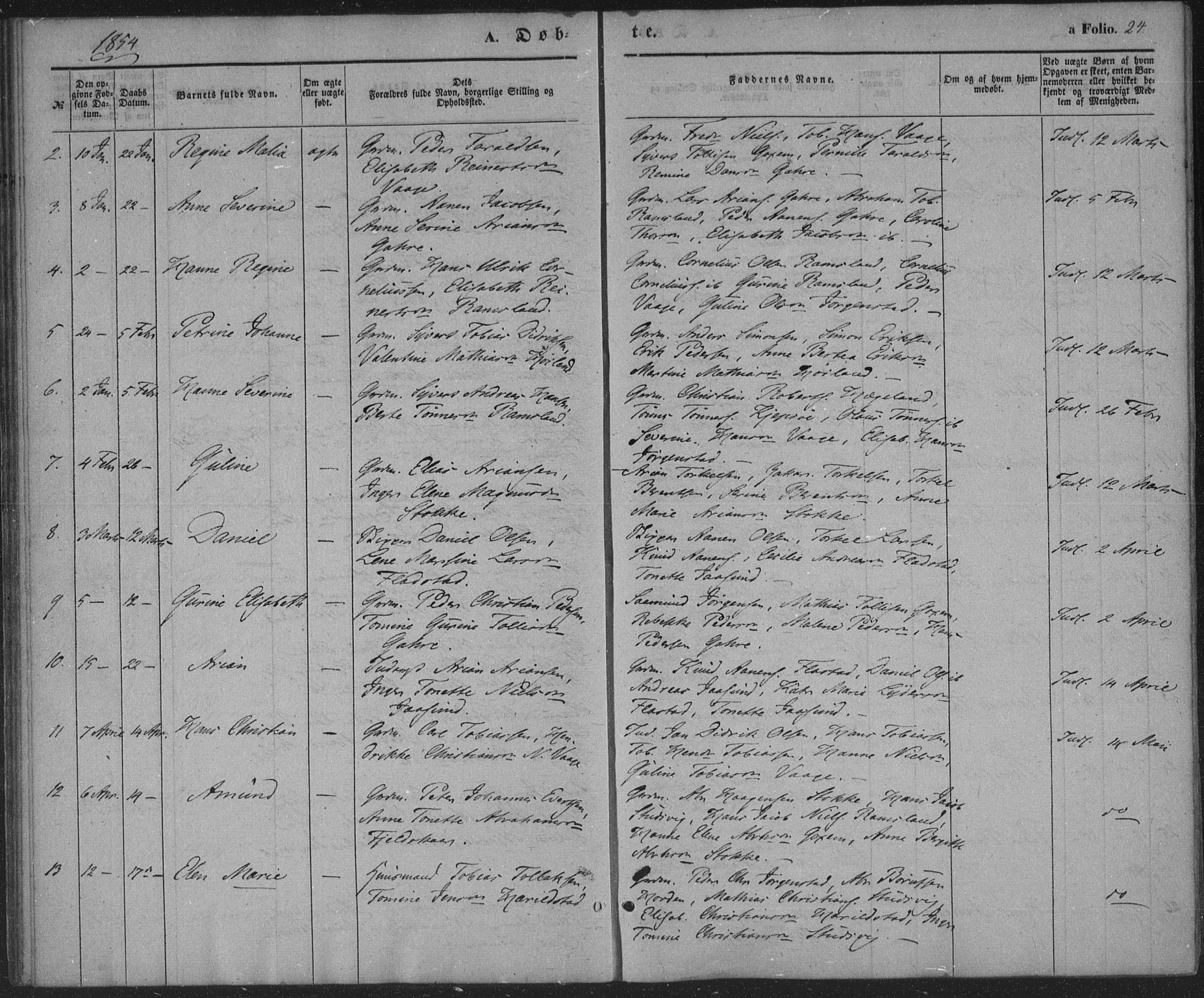 Sør-Audnedal sokneprestkontor, AV/SAK-1111-0039/F/Fa/Faa/L0002: Parish register (official) no. A 2, 1848-1867, p. 24