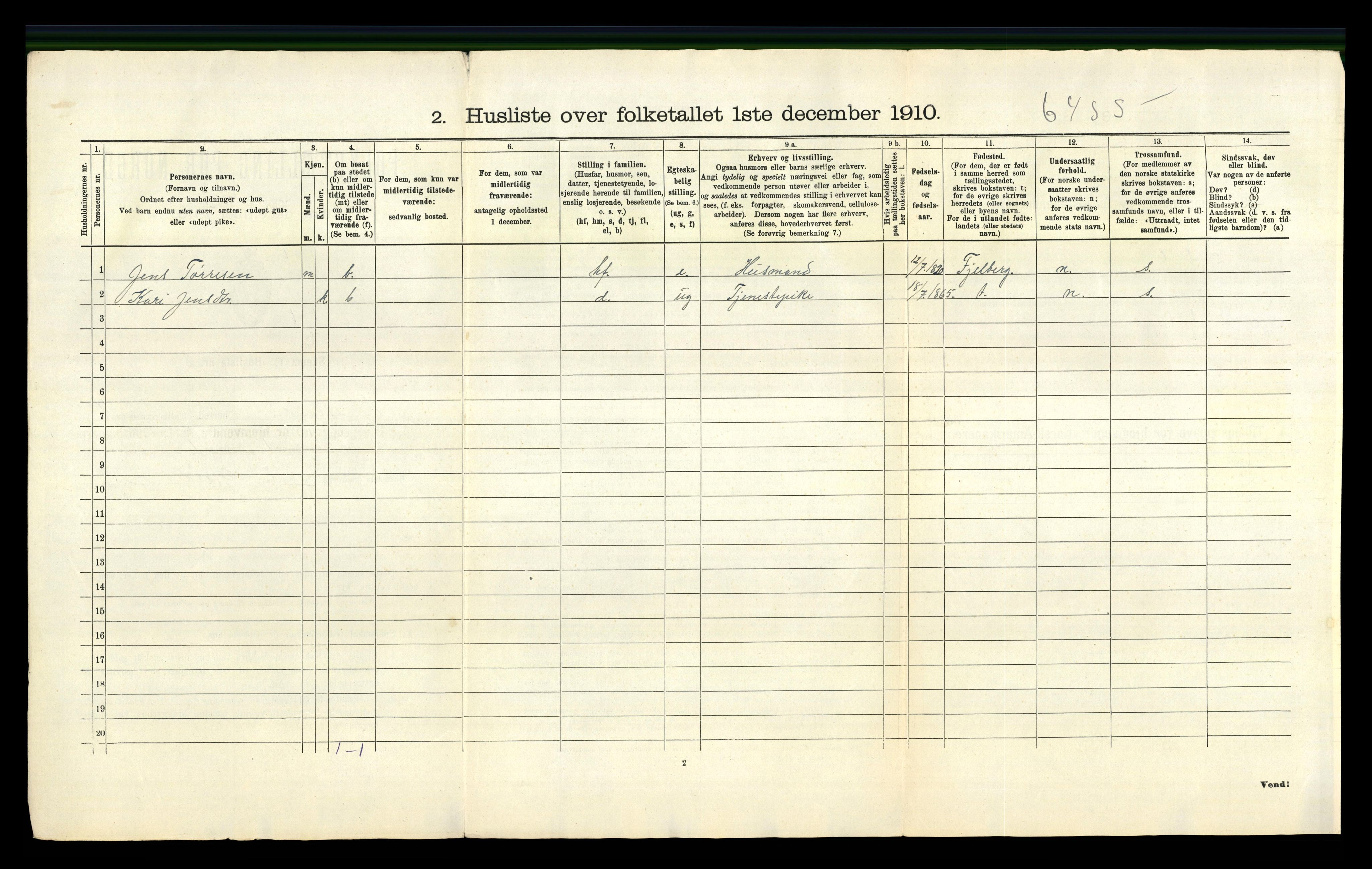 RA, 1910 census for Valestrand, 1910, p. 27