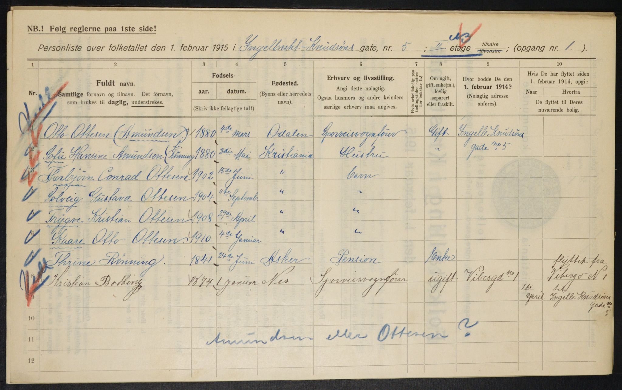 OBA, Municipal Census 1915 for Kristiania, 1915, p. 43339