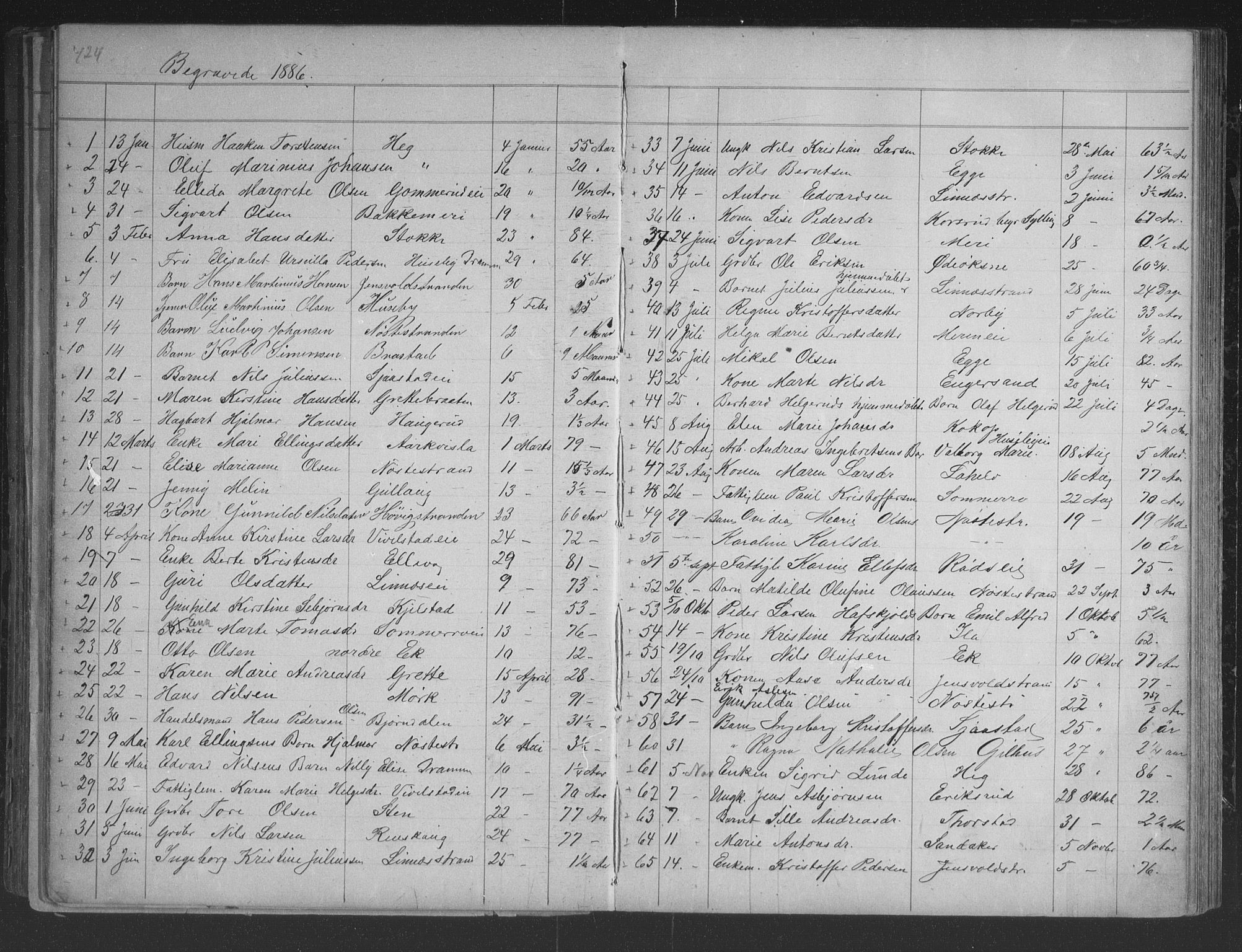 Lier kirkebøker, AV/SAKO-A-230/G/Gb/L0001: Parish register (copy) no. II 1, 1874-1898, p. 424-425