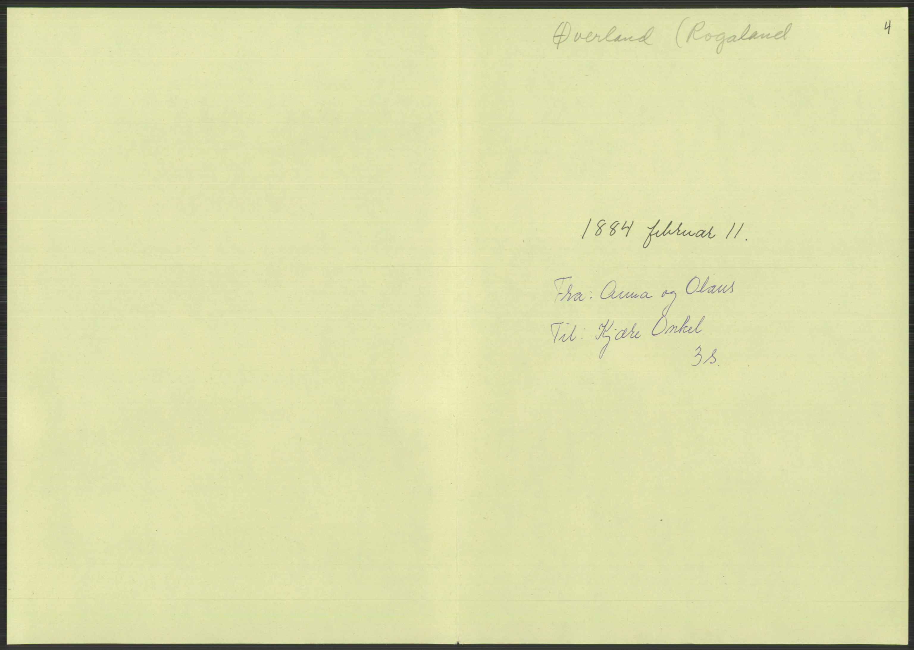 Samlinger til kildeutgivelse, Amerikabrevene, AV/RA-EA-4057/F/L0030: Innlån fra Rogaland: Vatnaland - Øverland, 1838-1914, p. 695