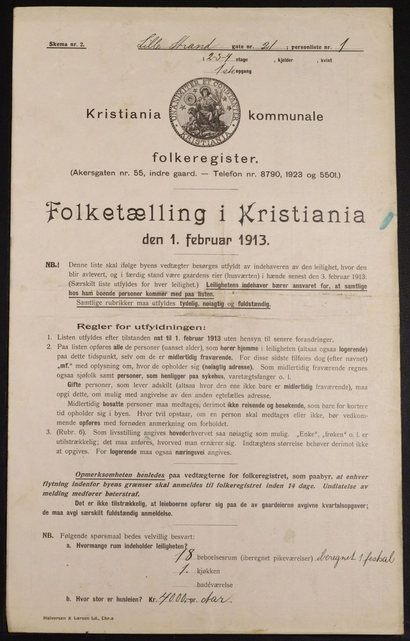 OBA, Municipal Census 1913 for Kristiania, 1913, p. 57385