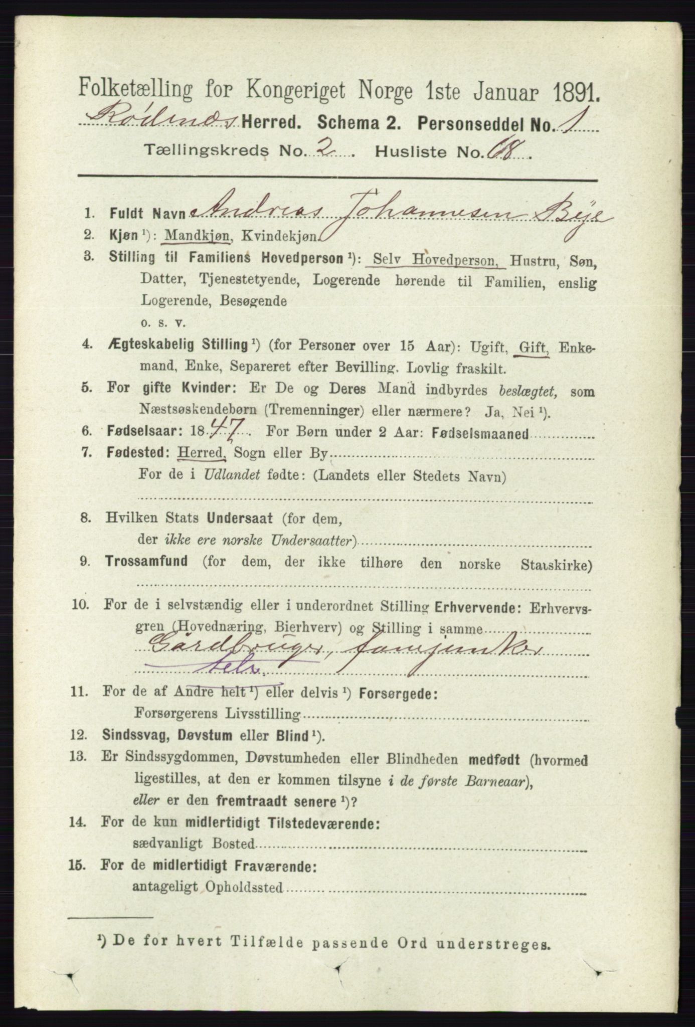 RA, 1891 census for 0120 Rødenes, 1891, p. 1108
