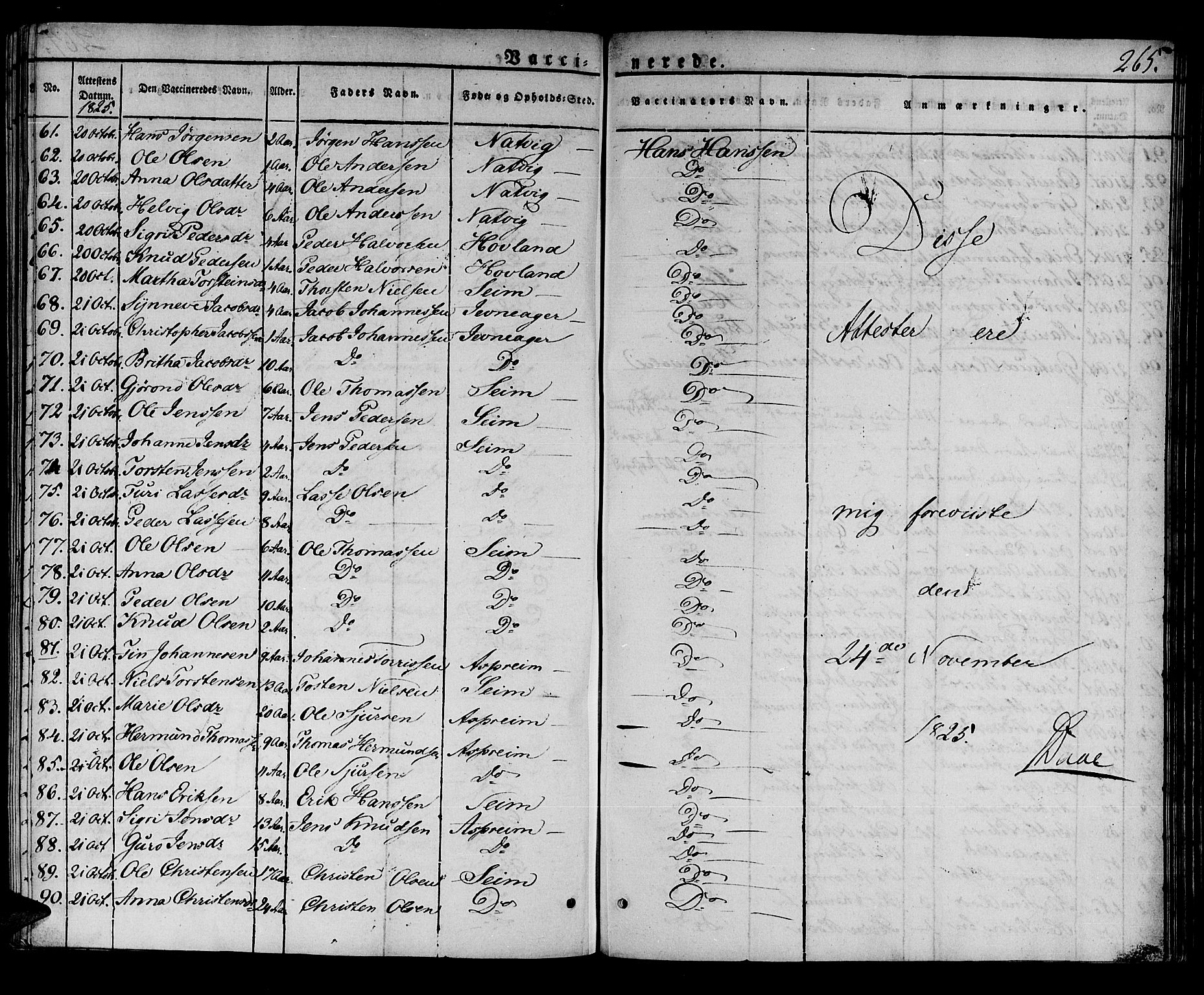 Lærdal sokneprestembete, SAB/A-81201: Parish register (official) no. A 5, 1822-1834, p. 265