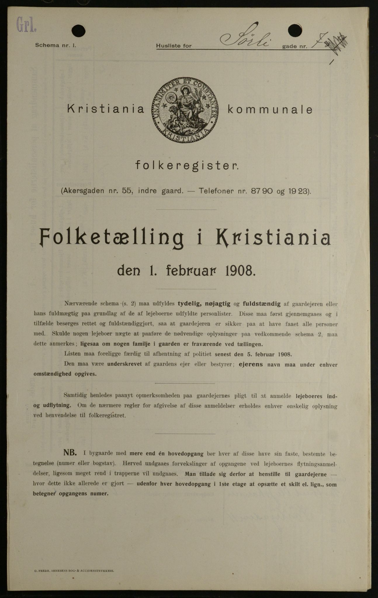 OBA, Municipal Census 1908 for Kristiania, 1908, p. 95669