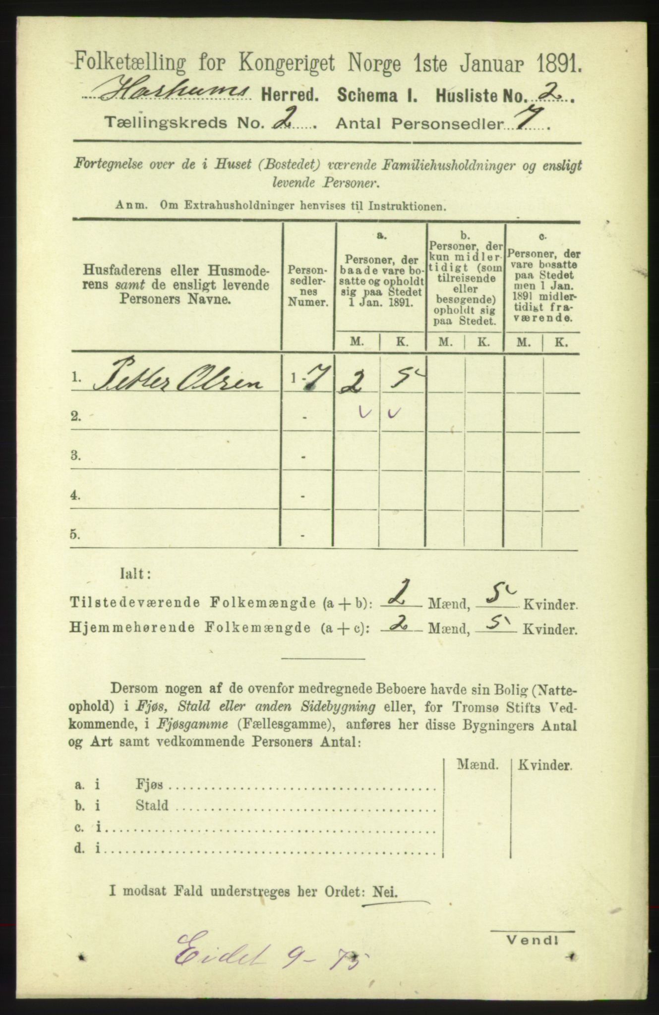 RA, 1891 census for 1534 Haram, 1891, p. 557