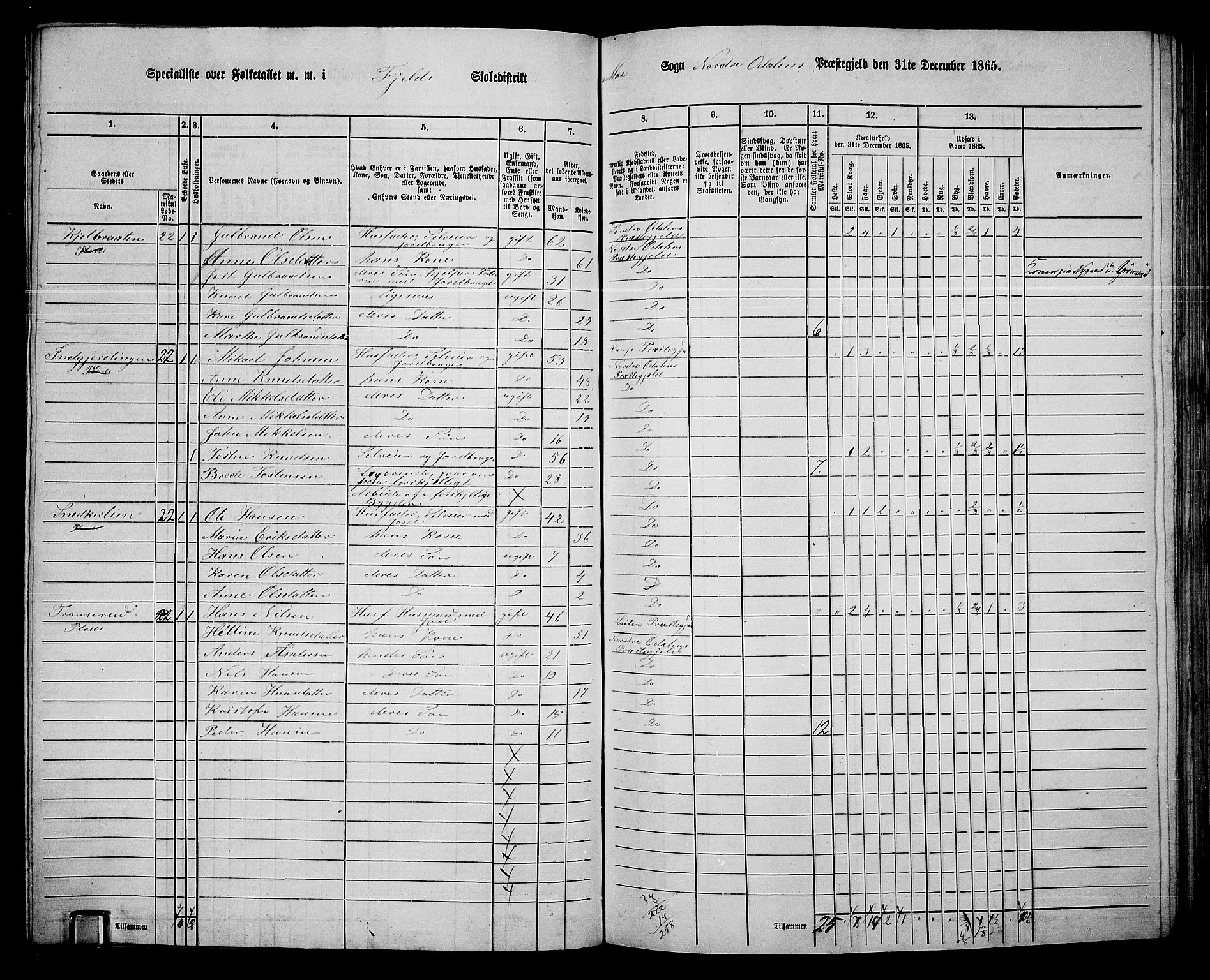 RA, 1865 census for Nord-Odal, 1865, p. 106