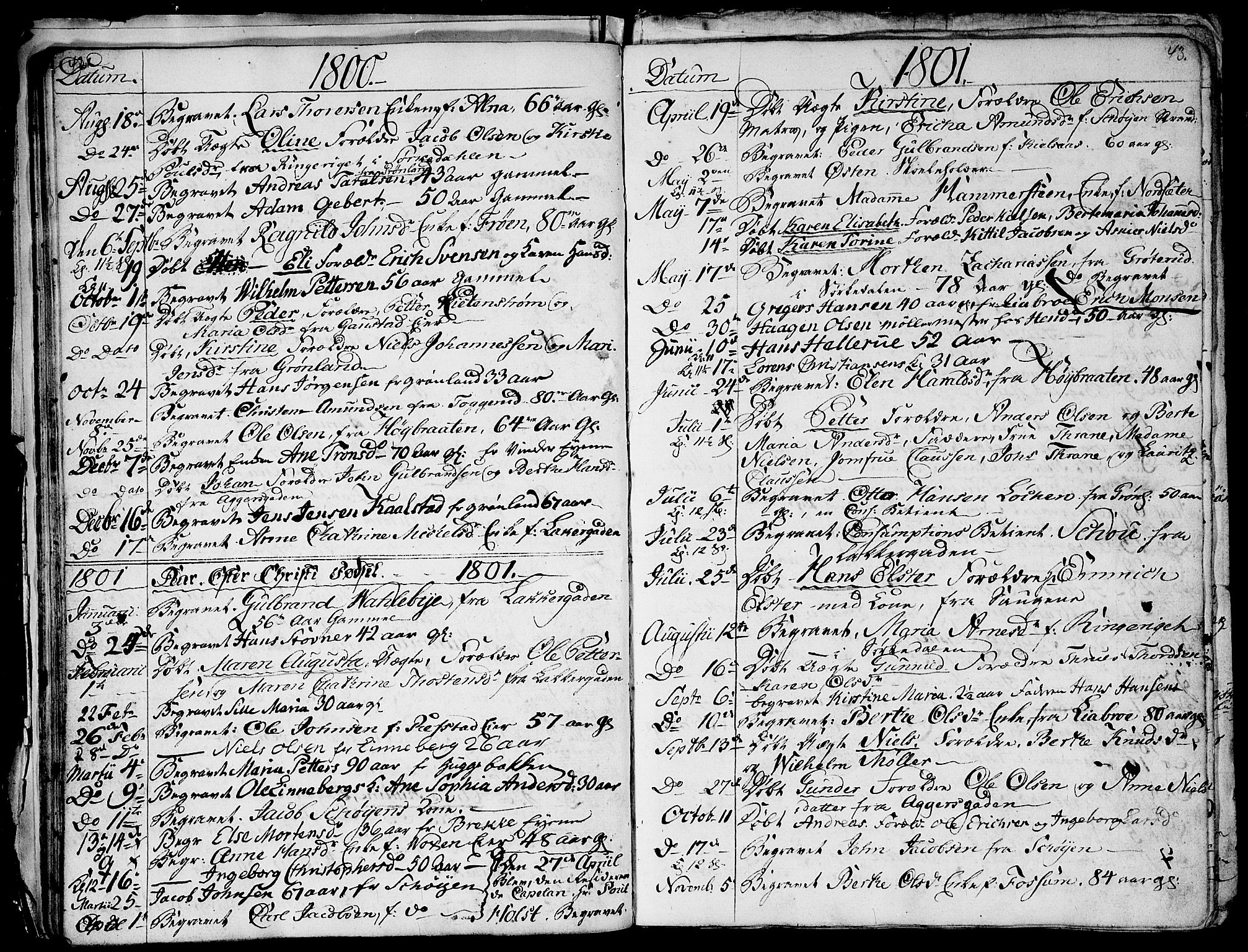 Aker prestekontor kirkebøker, SAO/A-10861/G/L0001: Parish register (copy) no. 1, 1796-1826, p. 42-43