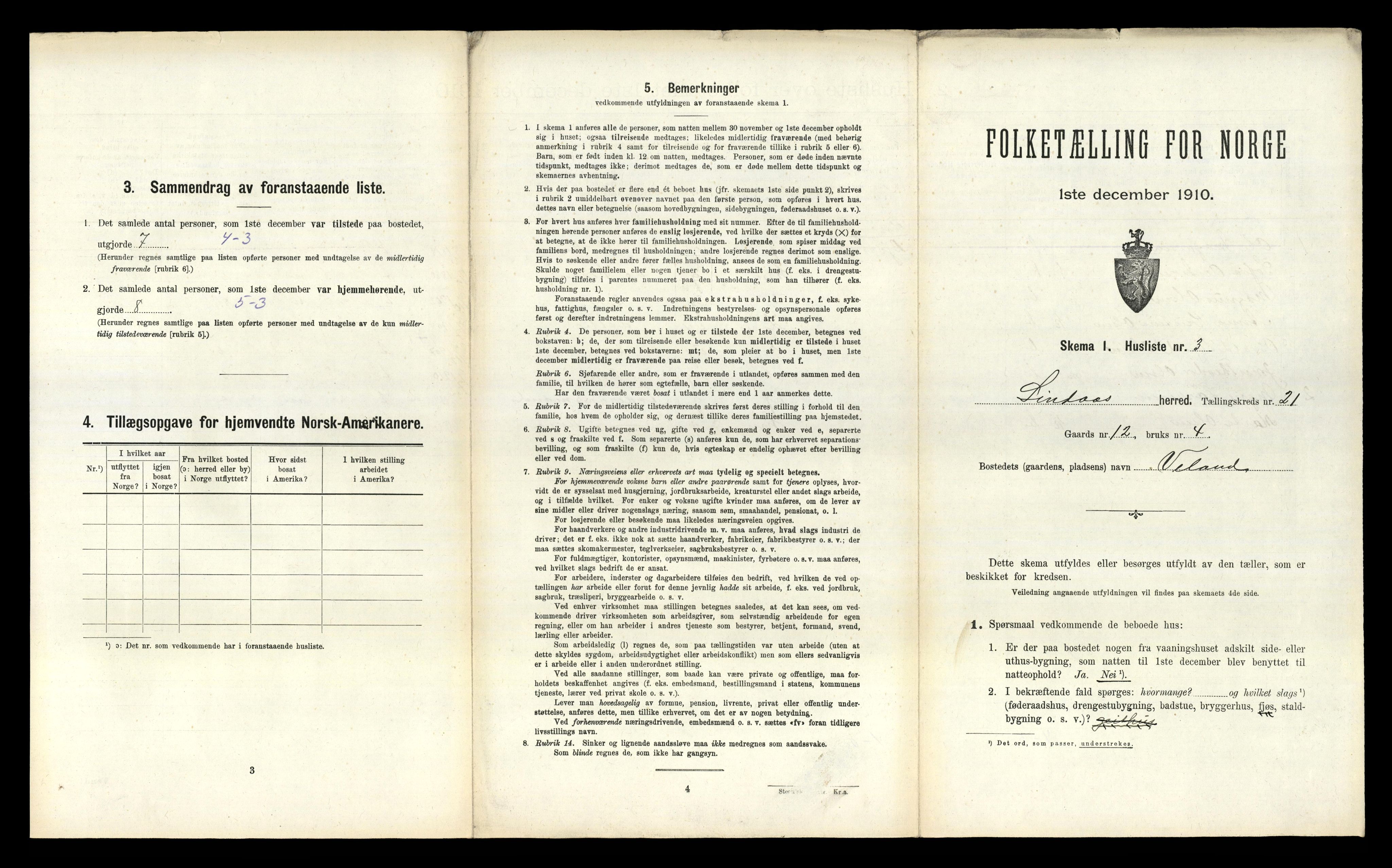 RA, 1910 census for Lindås, 1910, p. 1316