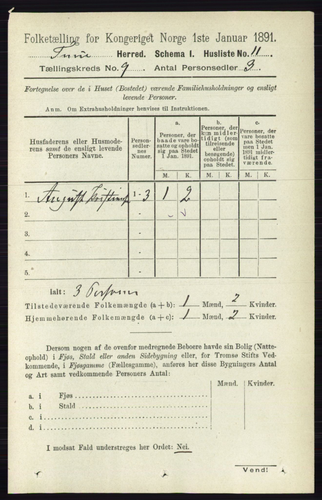 RA, 1891 census for 0130 Tune, 1891, p. 6152