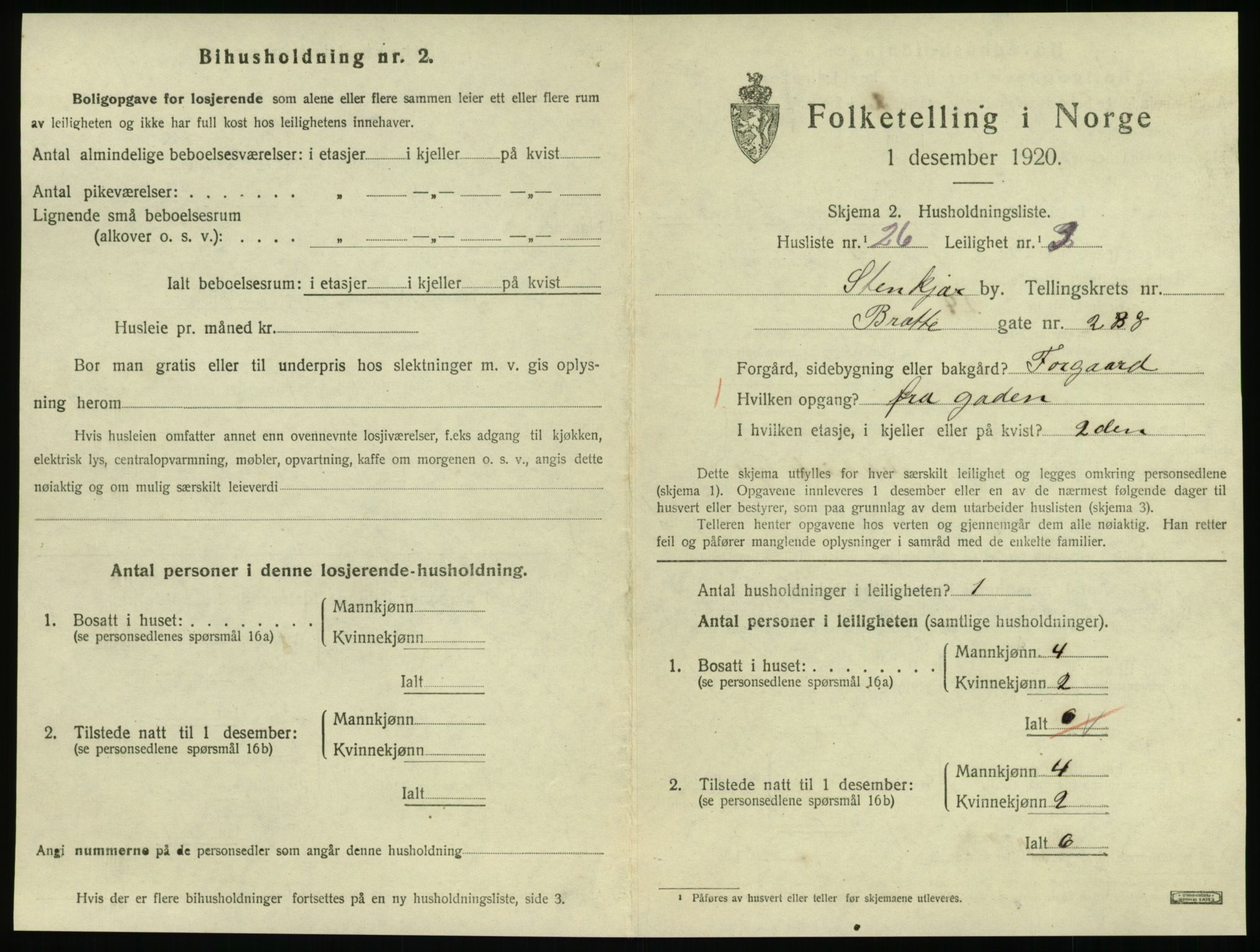 SAT, 1920 census for Steinkjer, 1920, p. 1980