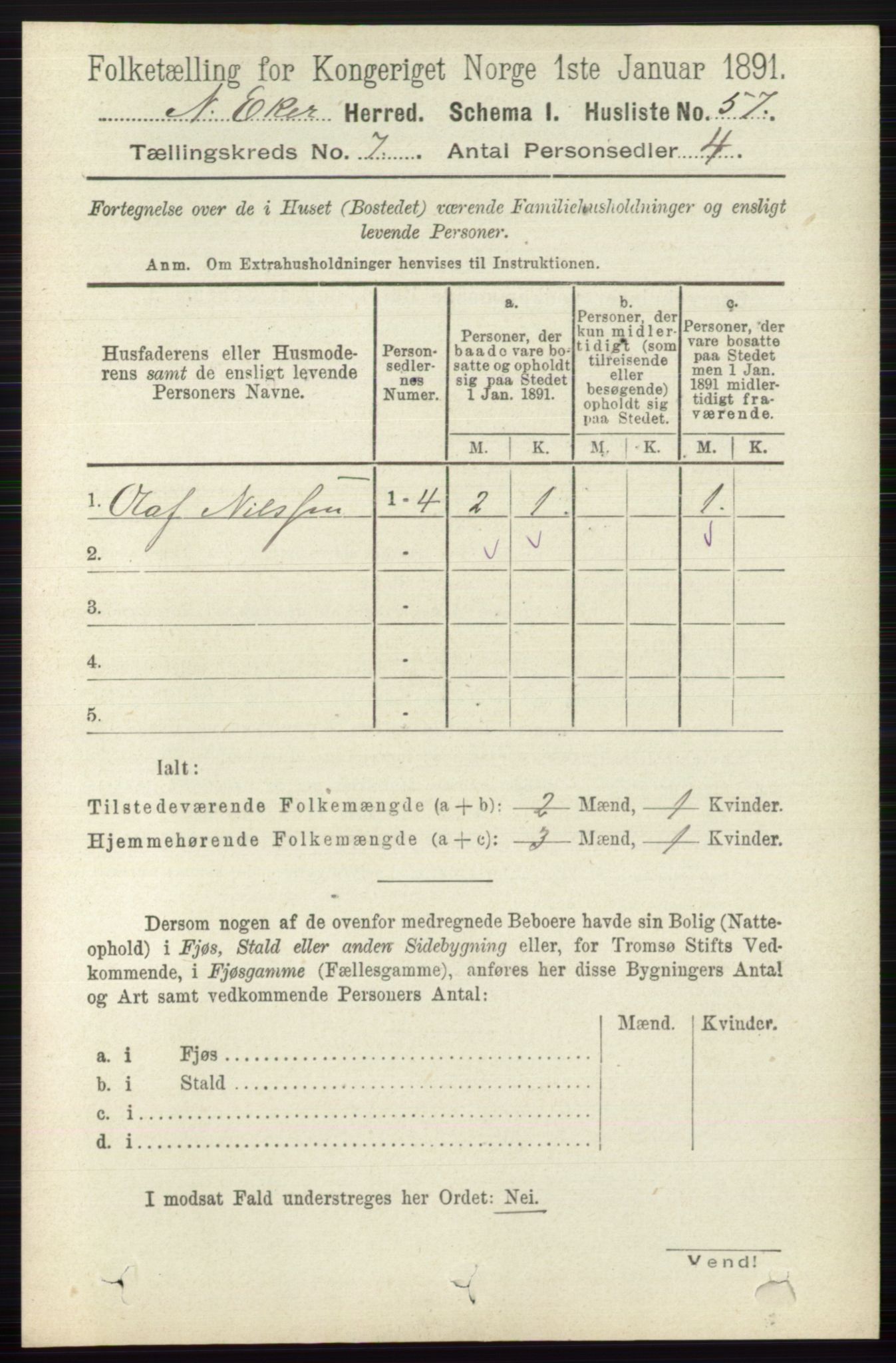 RA, 1891 census for 0625 Nedre Eiker, 1891, p. 3396