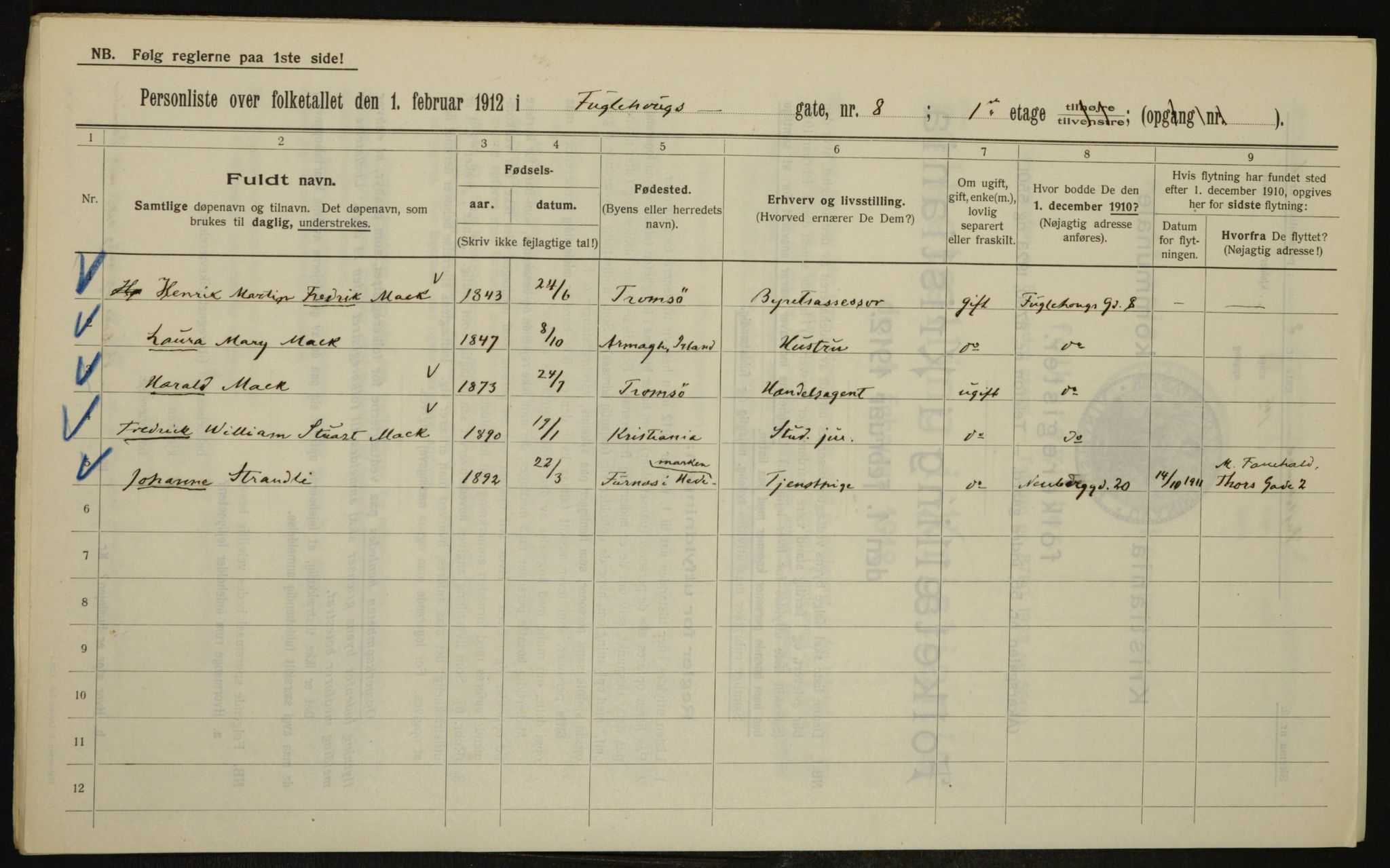 OBA, Municipal Census 1912 for Kristiania, 1912, p. 28226