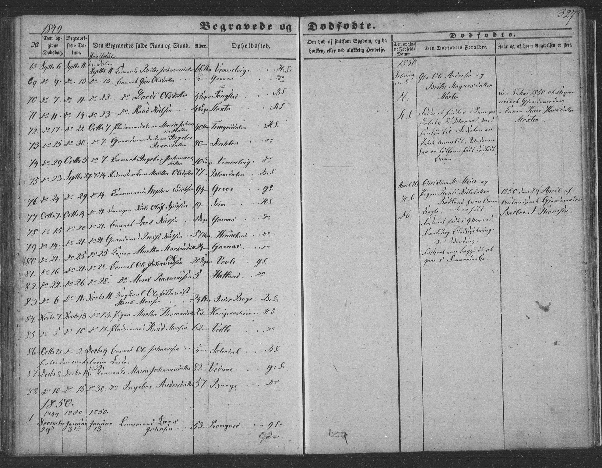 Haus sokneprestembete, AV/SAB-A-75601/H/Haa: Parish register (official) no. A 16 II, 1848-1857, p. 327