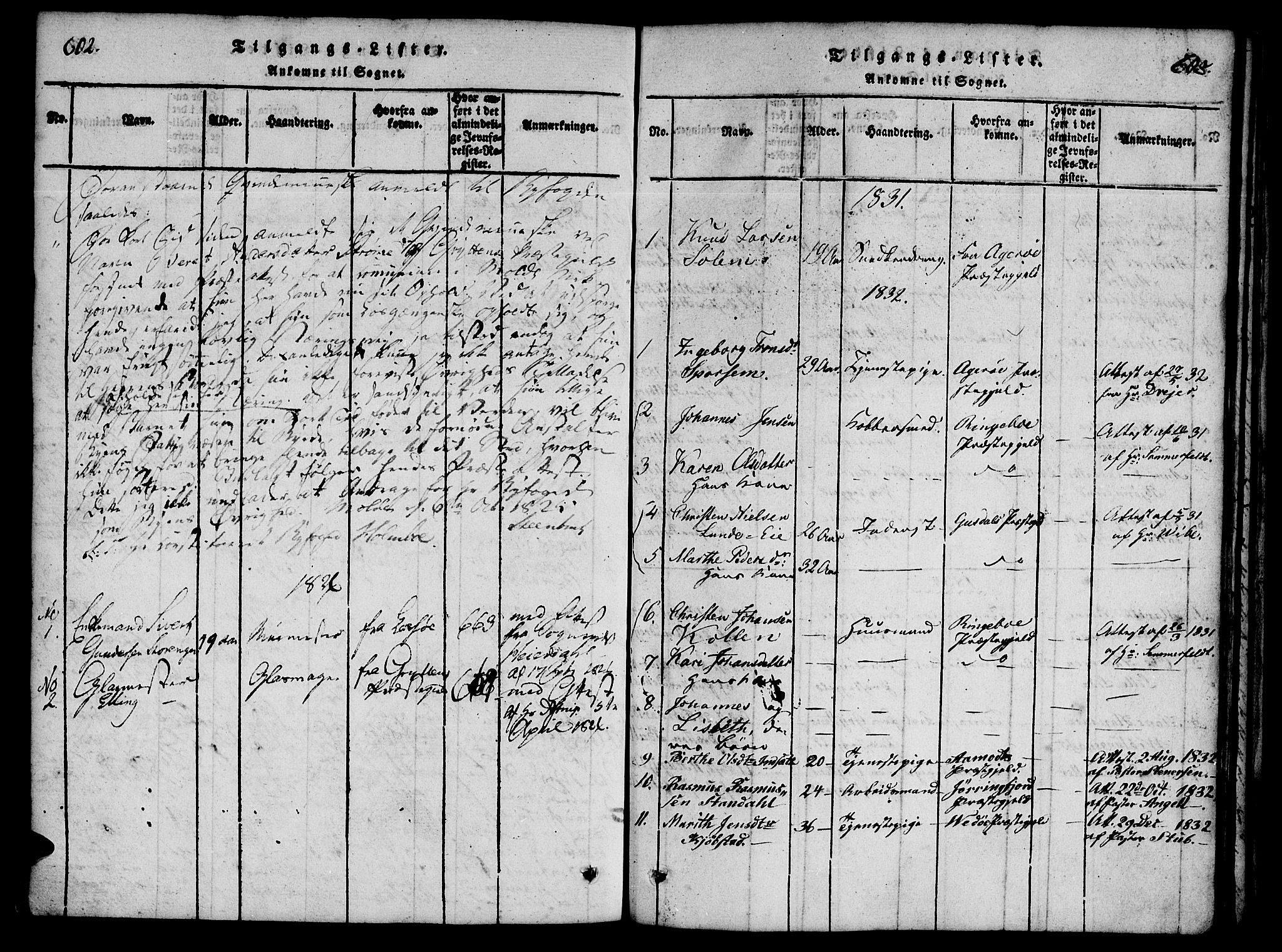 Ministerialprotokoller, klokkerbøker og fødselsregistre - Møre og Romsdal, SAT/A-1454/558/L0688: Parish register (official) no. 558A02, 1818-1843, p. 602-603