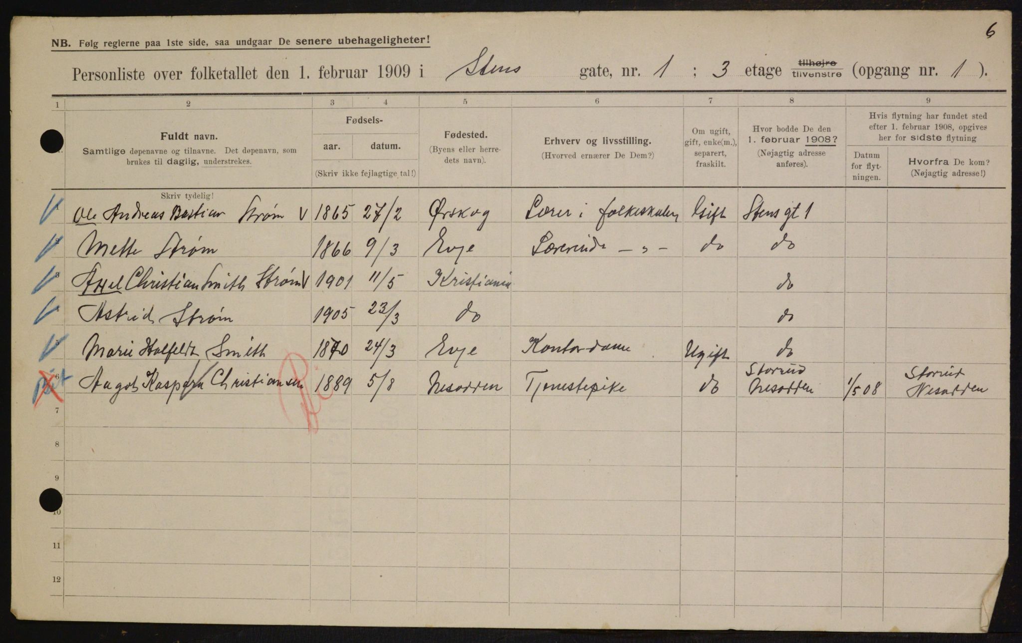 OBA, Municipal Census 1909 for Kristiania, 1909, p. 92122
