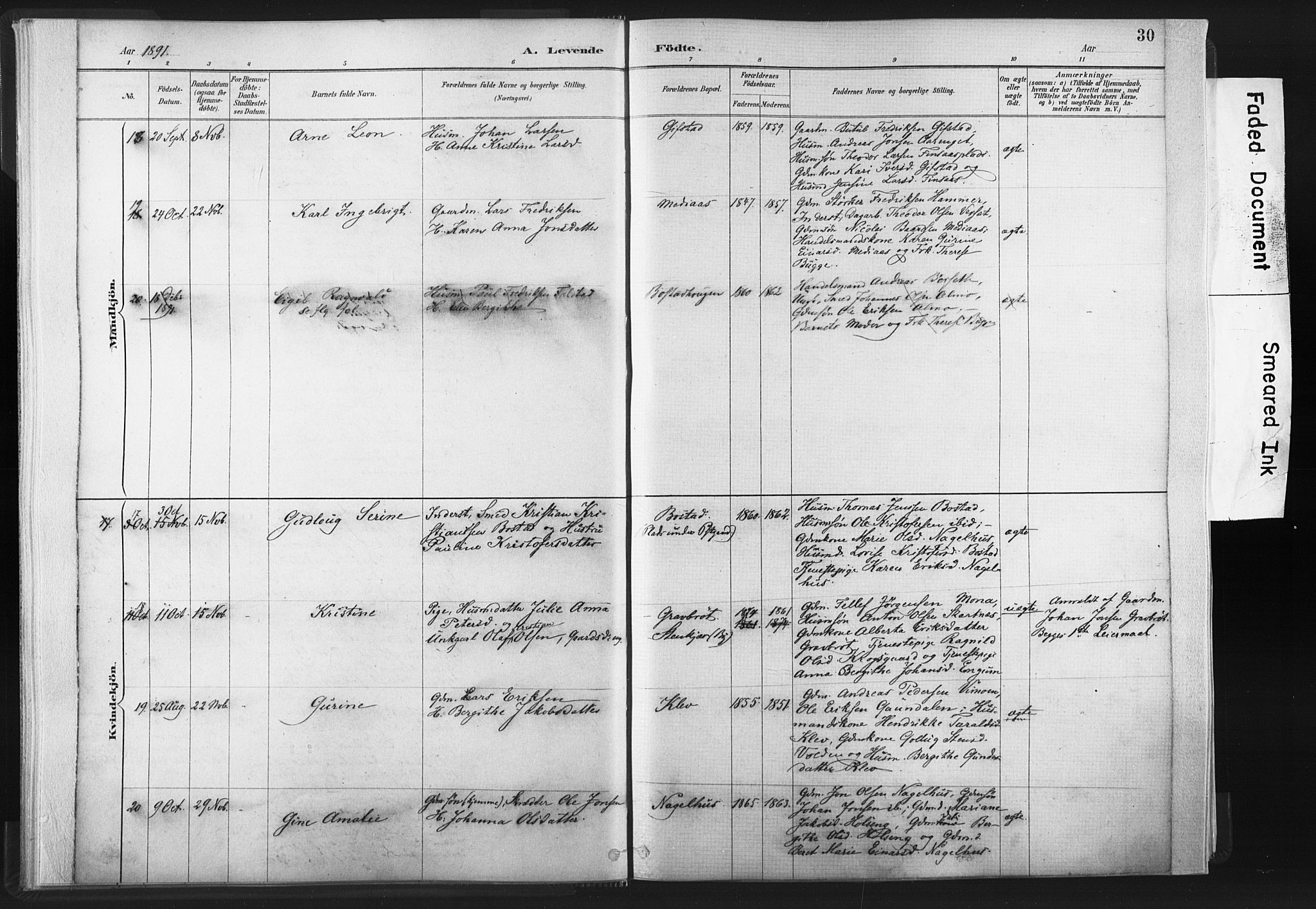 Ministerialprotokoller, klokkerbøker og fødselsregistre - Nord-Trøndelag, SAT/A-1458/749/L0474: Parish register (official) no. 749A08, 1887-1903, p. 30